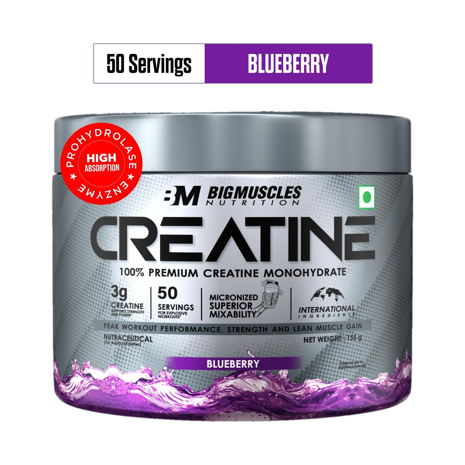 BIGMUSCLES NUTRITION Creatine Monohydrate [50 Servings] | Supports Lea