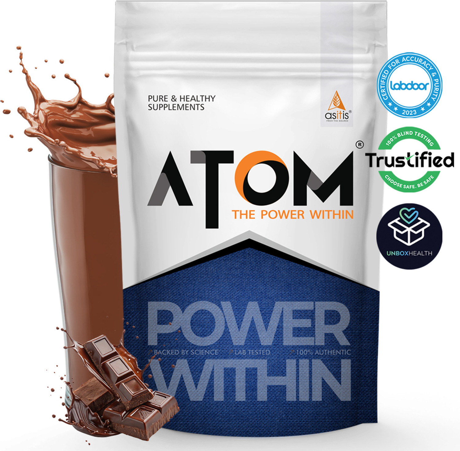 AS-IT-IS Nutrition ATOM PWR Whey Protein, 24g Protein, 1 kg (Pack Of 2
