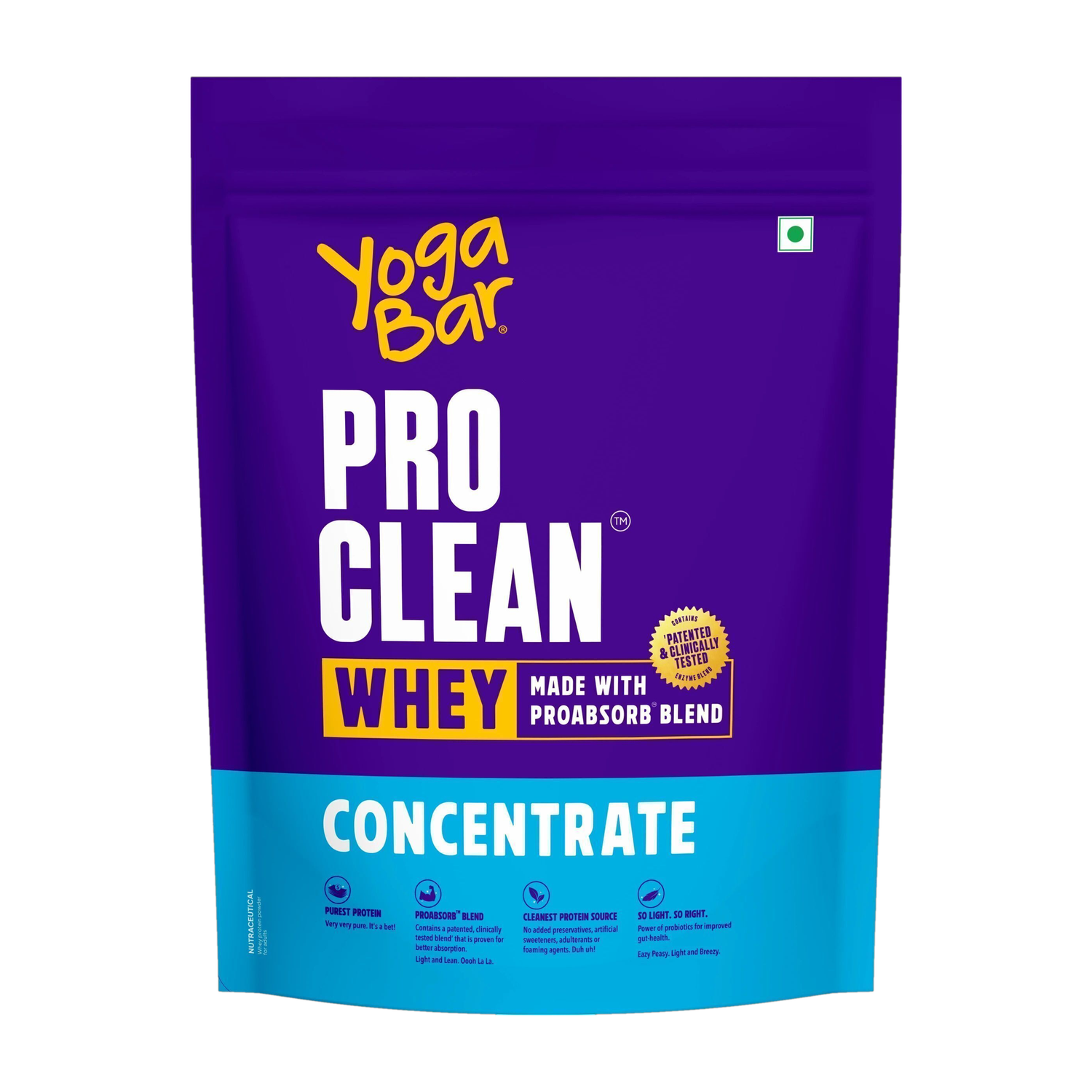 Yogabar Whey Protein Concentrate 1kg – 27g Protein, Unflavoured