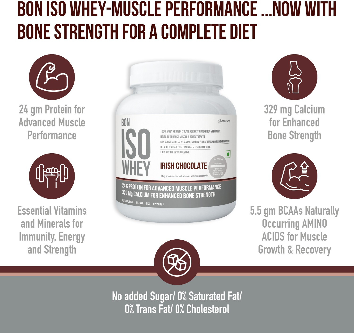 Image of BON ISO WHEY 100% Protein Isolate for Muscle Strength and Bone Health Whey Protein