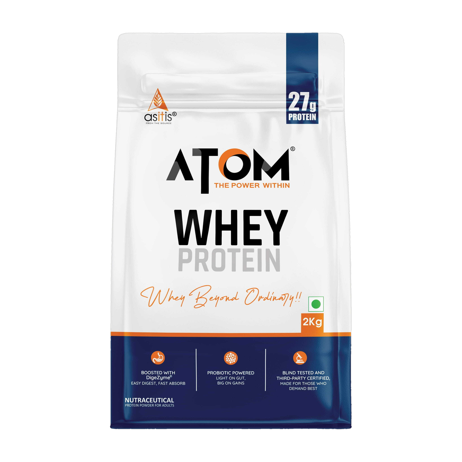 AS-IT-IS Nutrition ATOM 2kg with Digestive Enzymes | French Vanilla | 27g protein Whey Protein