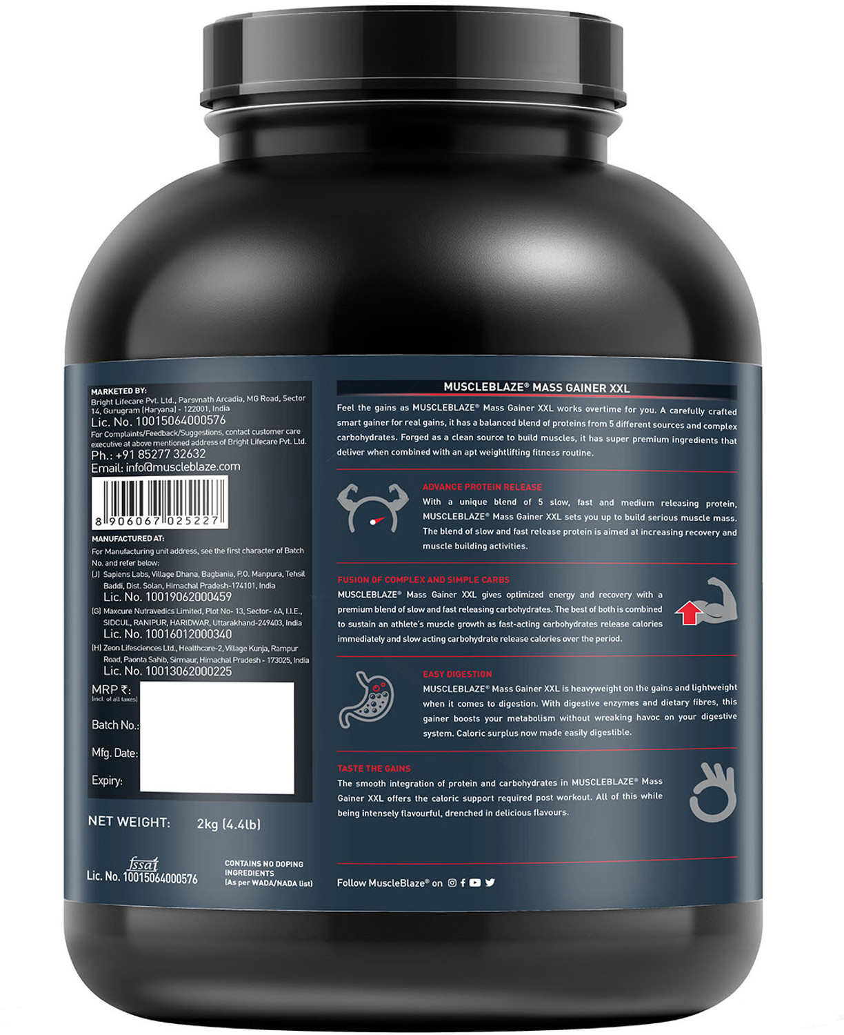 Image of MUSCLEBLAZE XXL Weight Gainers /Mass Gainers