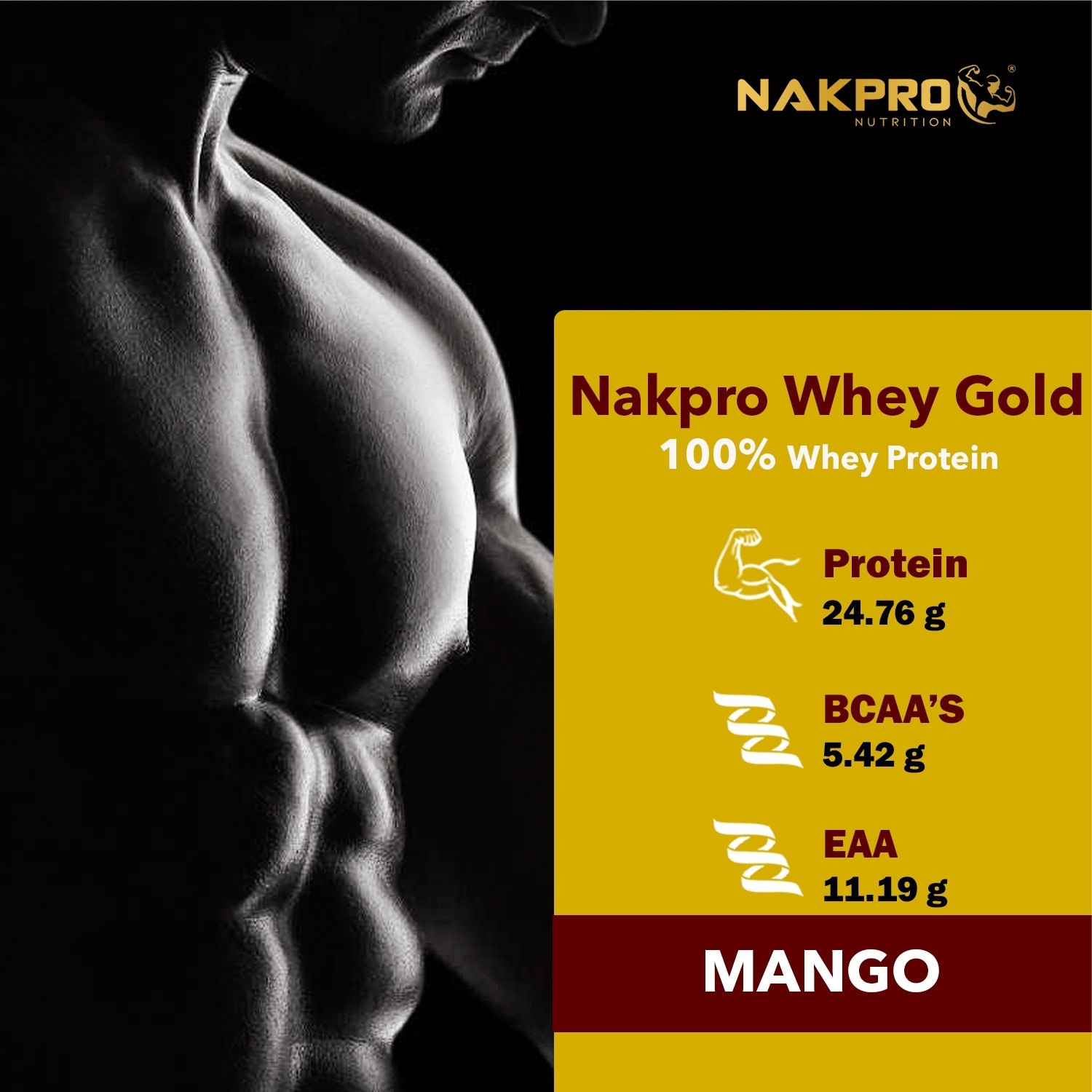 Image of Nakpro GOLD 100% Whey Protein Concentrate Supplement Powder Whey Protein