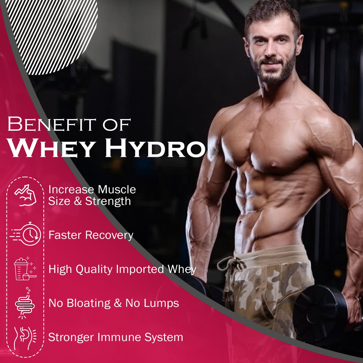 Image of Nakpro HYDRO Whey Protein Hydrolyzed Supplement Powder - 2 kg Strawberry (1Kg*2) Whey Protein