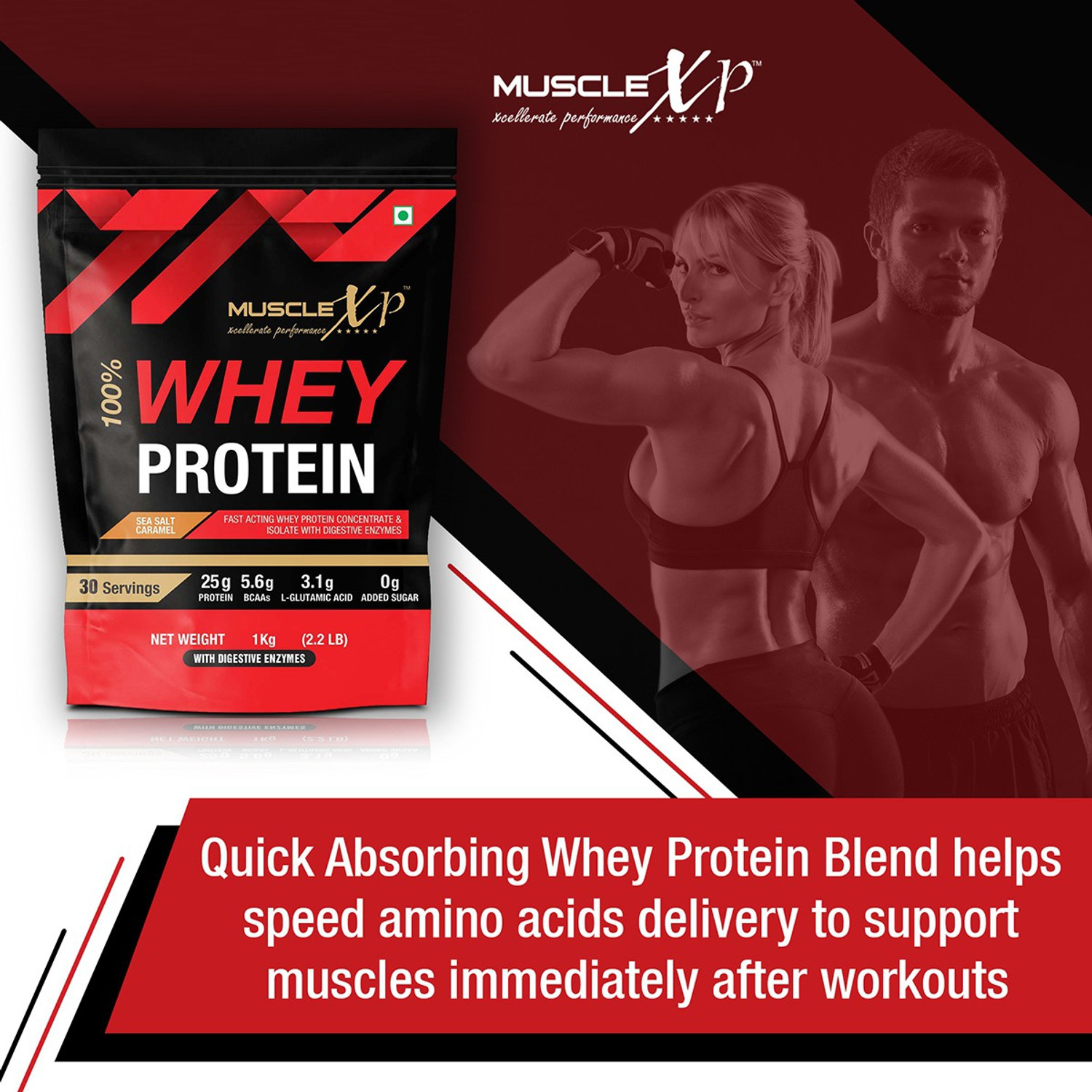 Image of MuscleXP 100% Whey Protein with Whey Protein Isolate Blend (75g Protein) Whey Protein