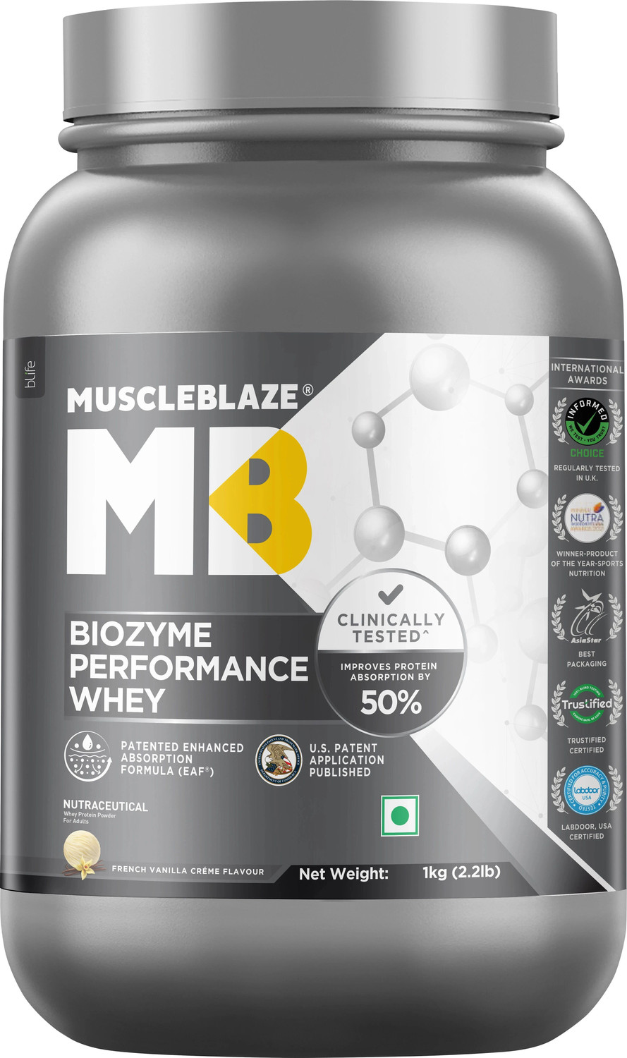 MUSCLEBLAZE Biozyme Performance, Informed Choice UK & Labdoor USA Cert