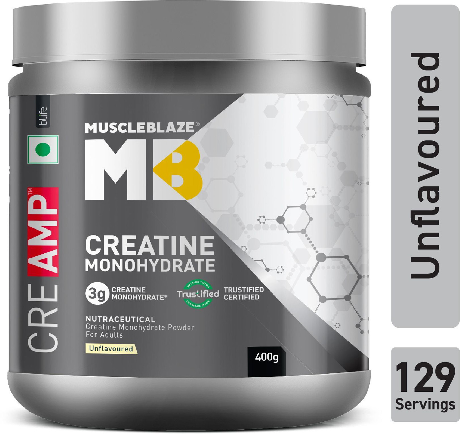 MUSCLEBLAZE Creatine Monohydrate, 400 gm, Unflavoured Creatine