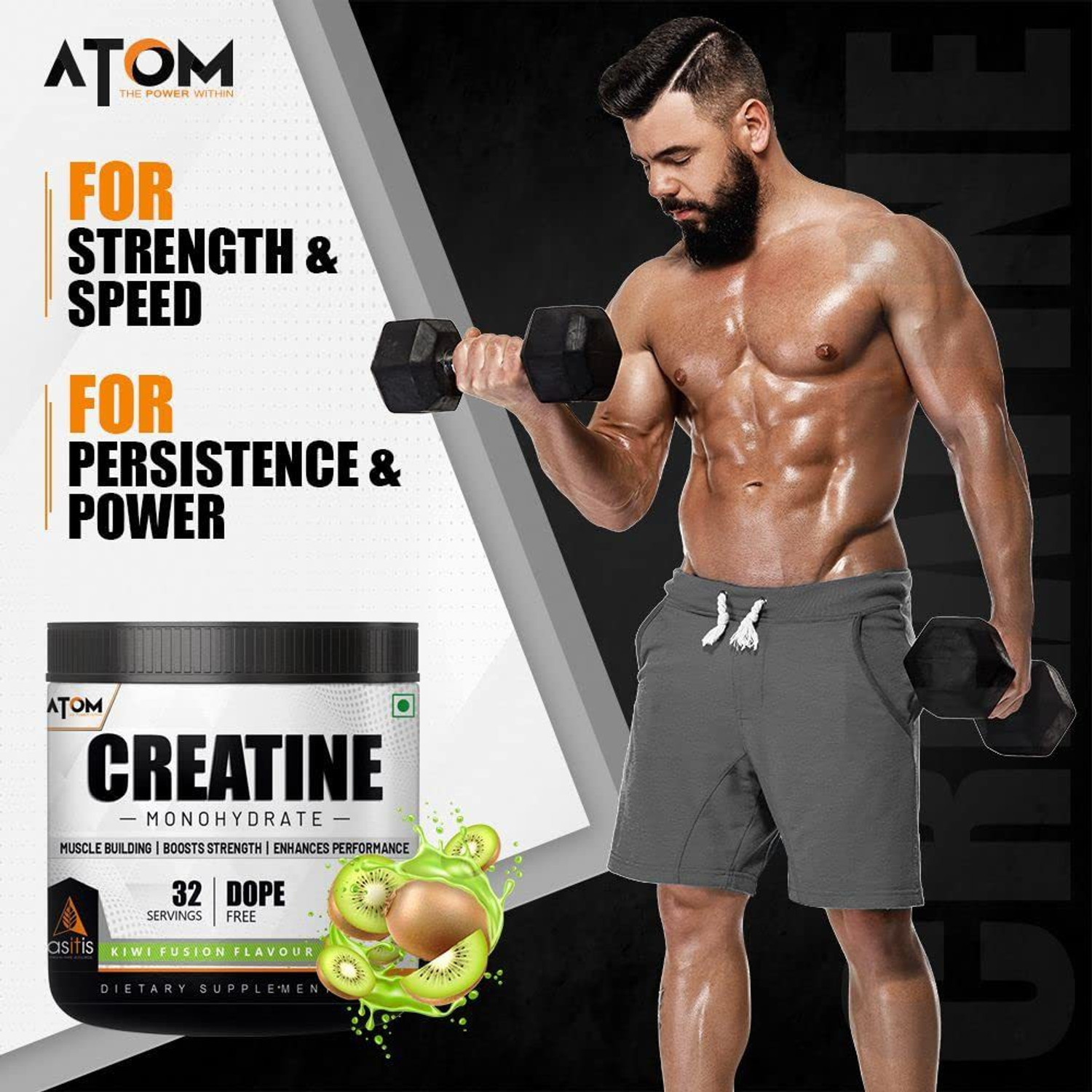 Image of AS-IT-IS Nutrition ATOM Creatine Monohydrate - 80 Servings| Creatine