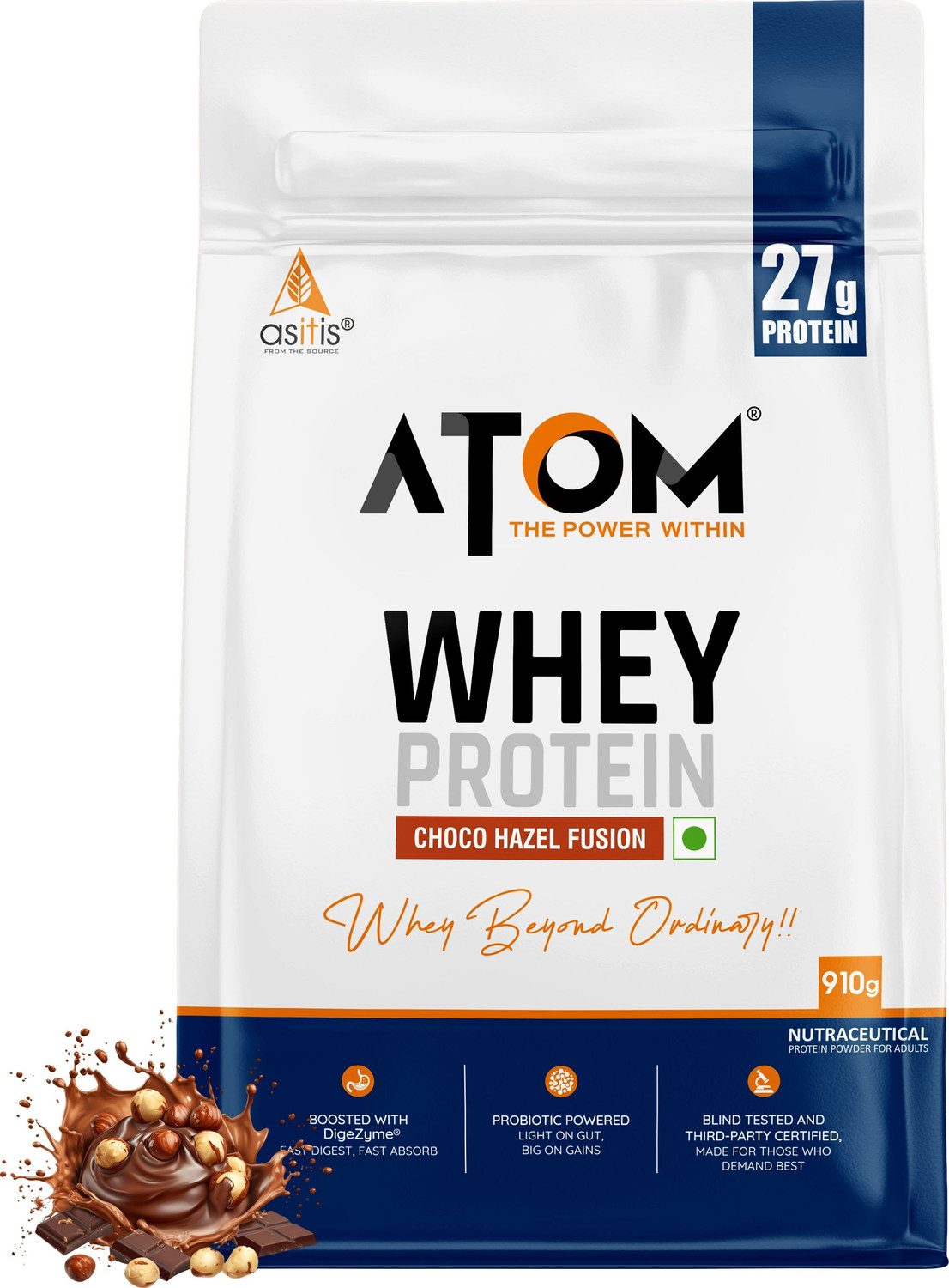 ATOM Whey Protein, 27g protein, Isolate & Concentrate, USA Labdoor Cer