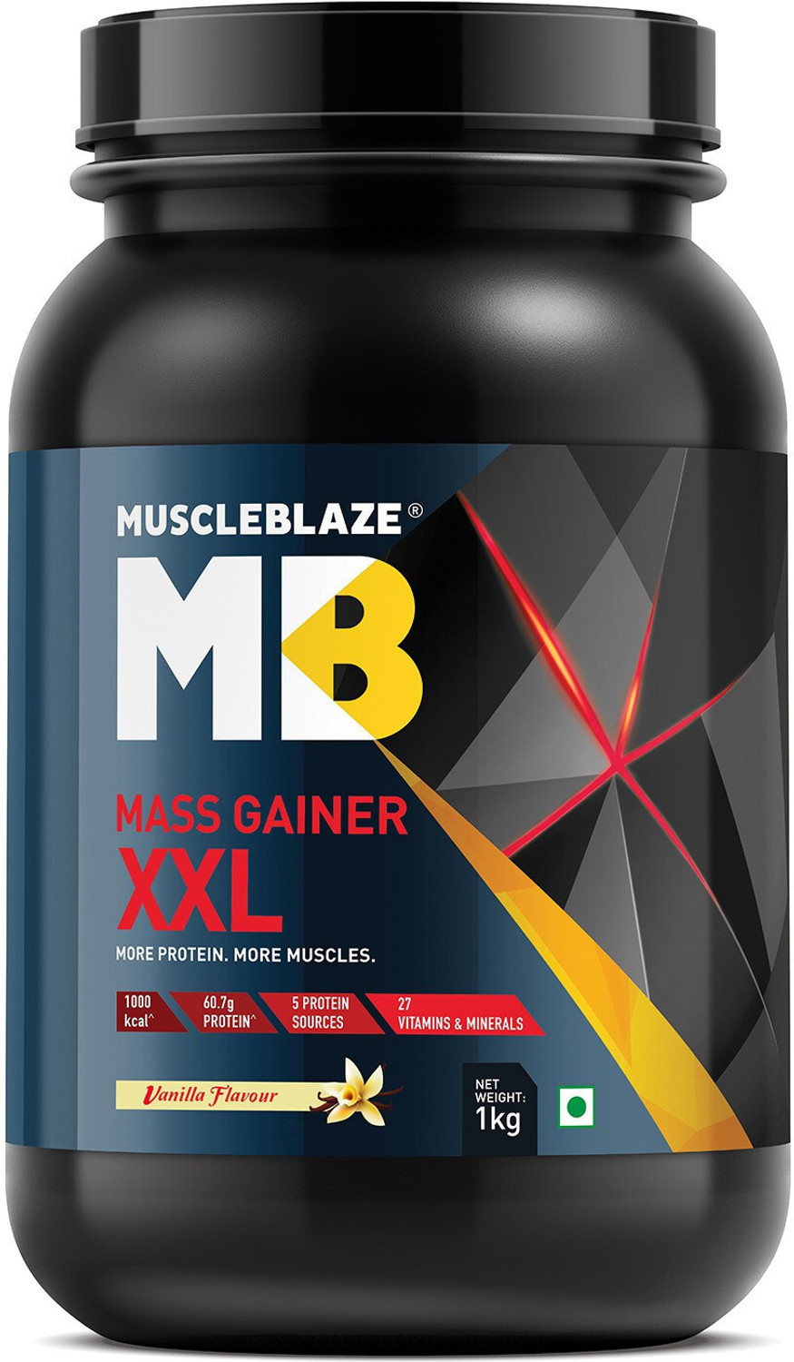 Image of MUSCLEBLAZE Mass Gainer XXL Weight Gainers /Mass Gainers (1 kg, Vanilla)