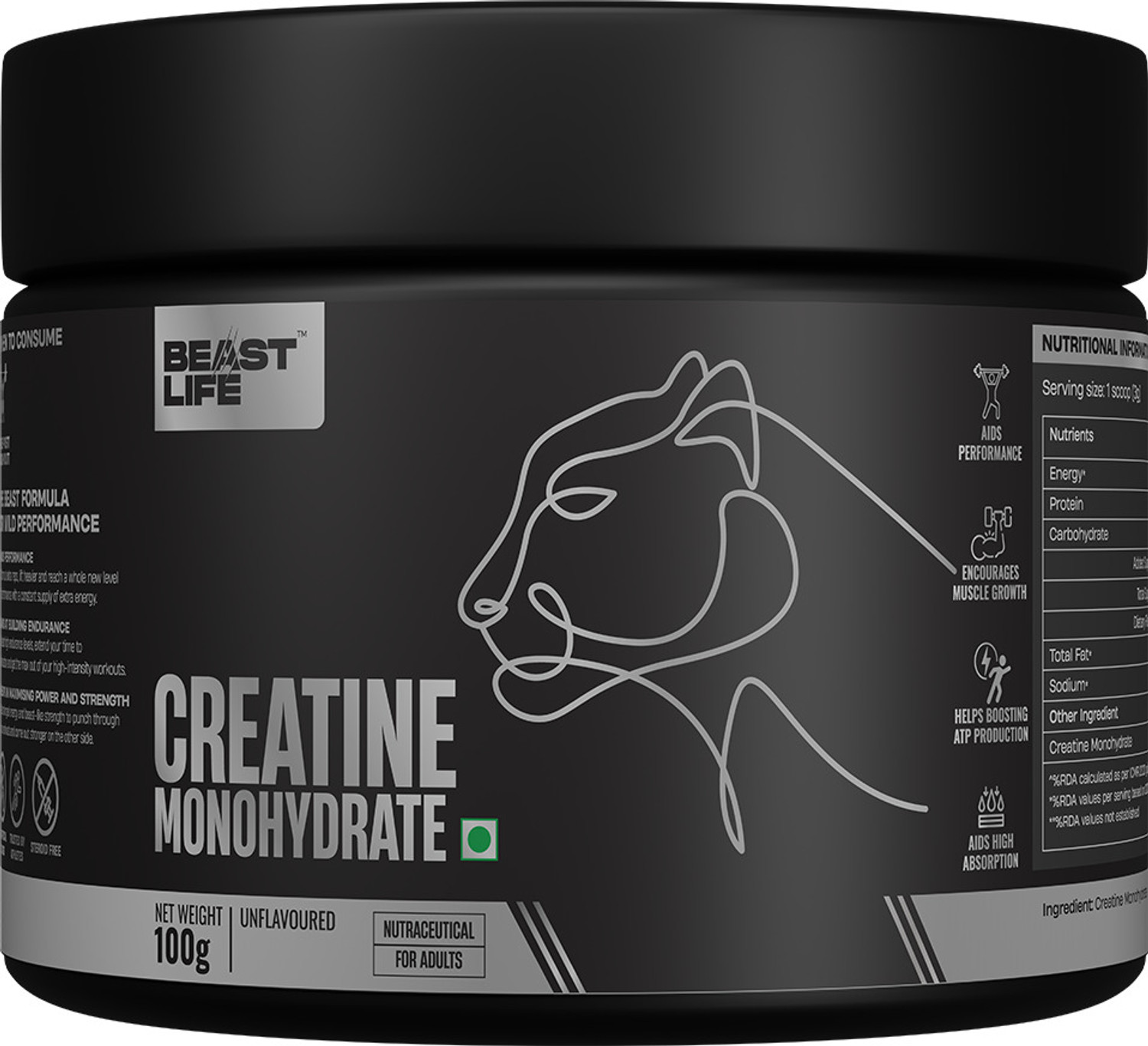 BeastLife Super Micronized Creatine Monohydrate Unflavoured 100g | NAB