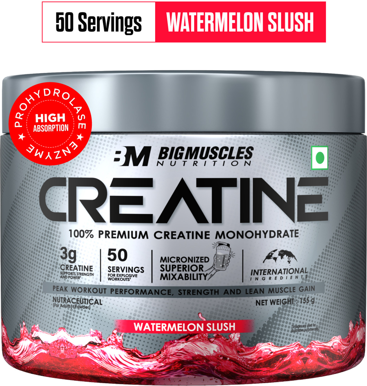 BIGMUSCLES NUTRITION Creatine Monohydrate [50 Servings] | Supports Lean Muscle Building & Recovery Creatine