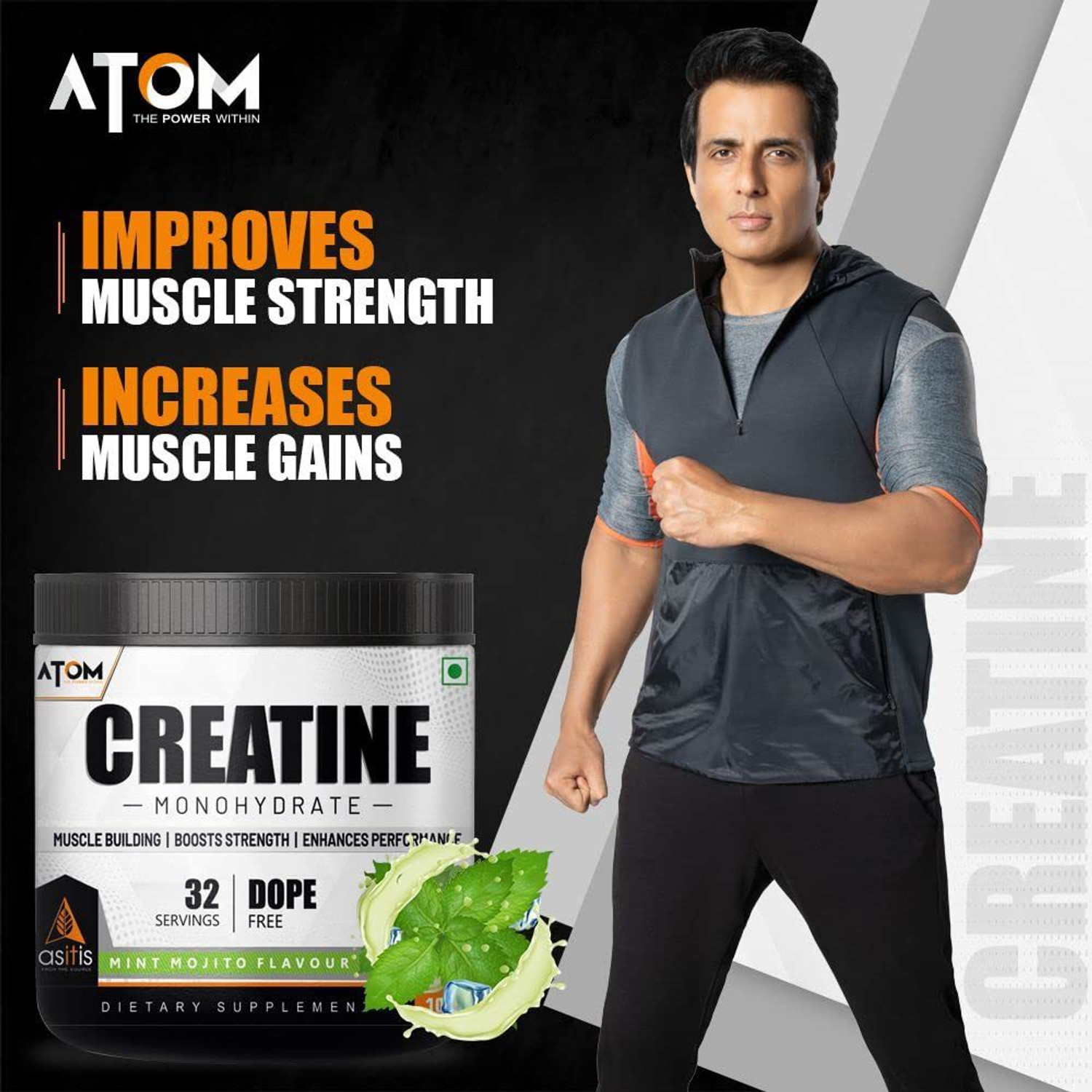 Image of AS-IT-IS Nutrition ATOM Creatine Monohydrate - 80 Servings| Creatine