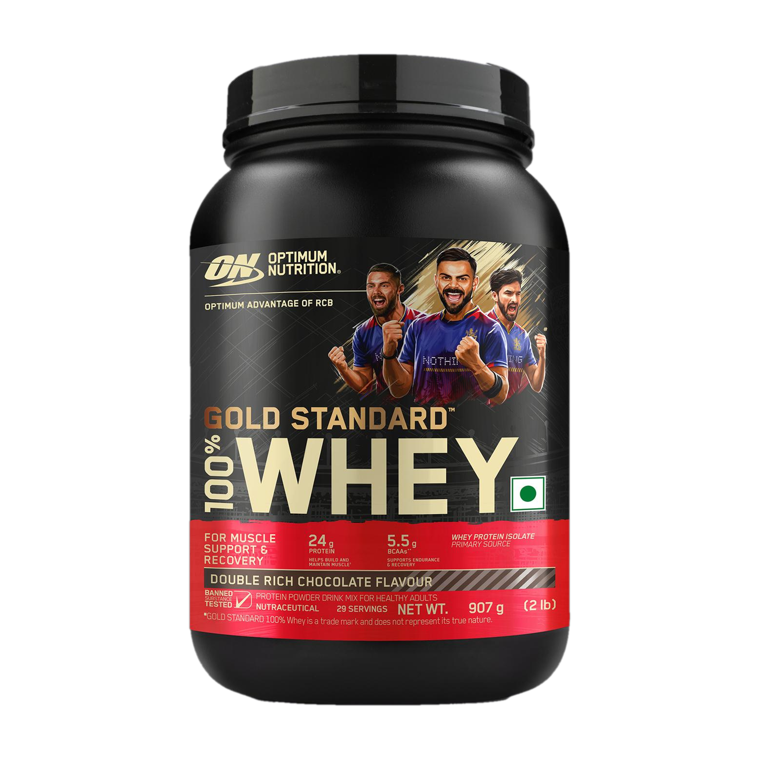 Optimum Nutrition (ON) Gold Standard 100% Protein Powder - Primary Source Isolate Whey Protein  (907 g, Double Rich Chocolate)