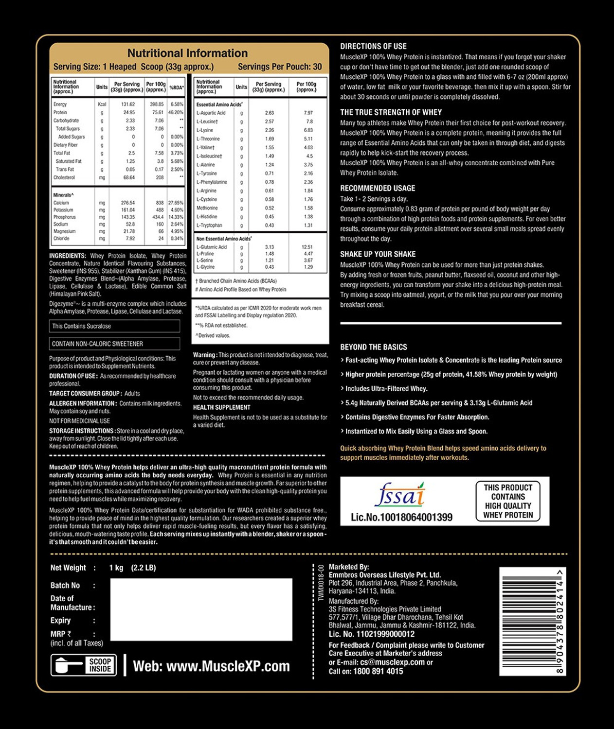 Image of MuscleXP 100% Whey Protein with Whey Protein Isolate Blend (75g Protein) Whey Protein