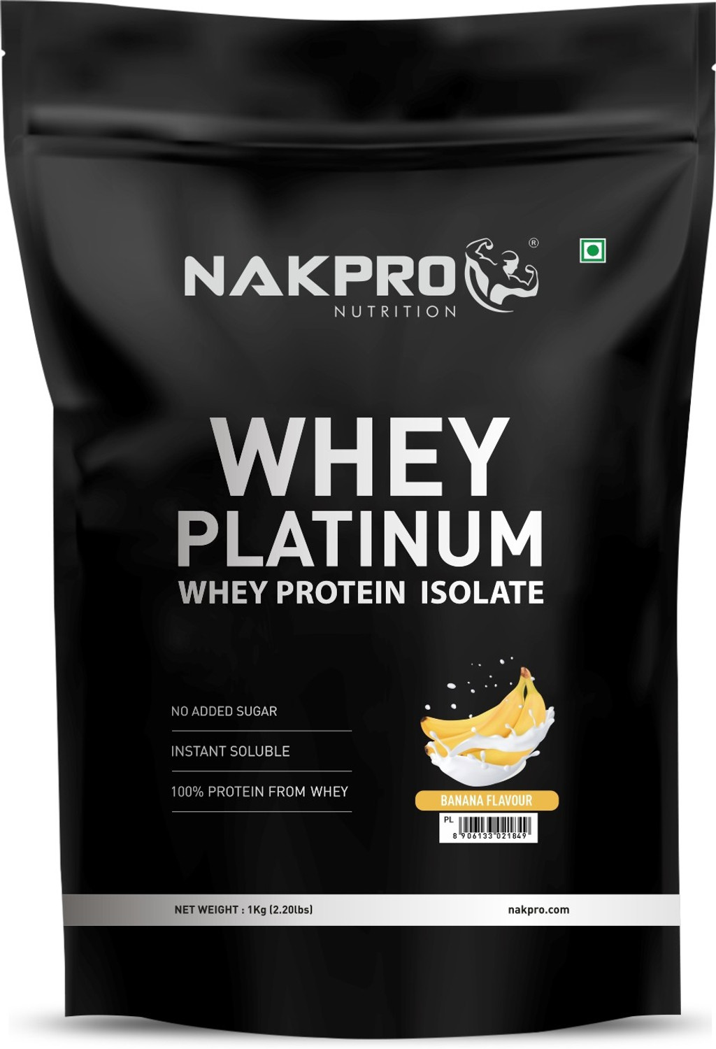 Image of Nakpro PLATINUM Whey Protein Isolate Banana 1 Kg Whey Protein