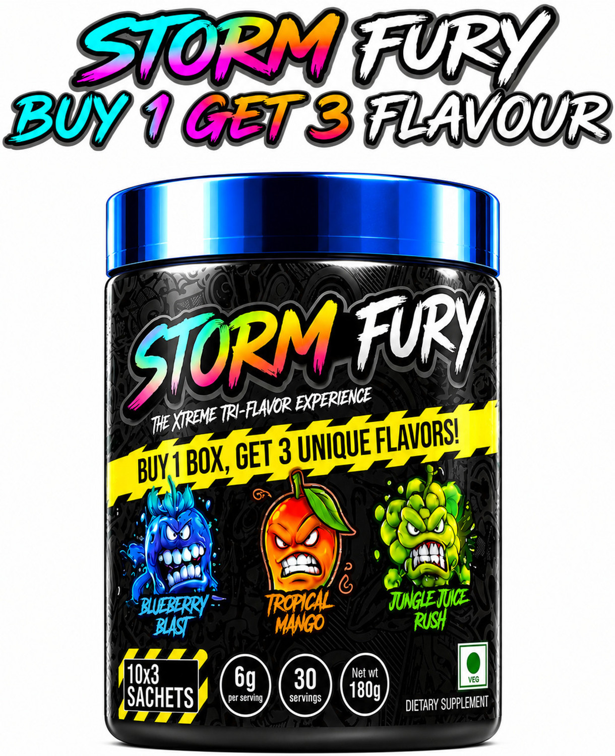 Image of Muscle Weapon Sychotic Preworkout 30 servings| Energy | Focus | Pump Pre Workout (180 g, Fruit Punch)