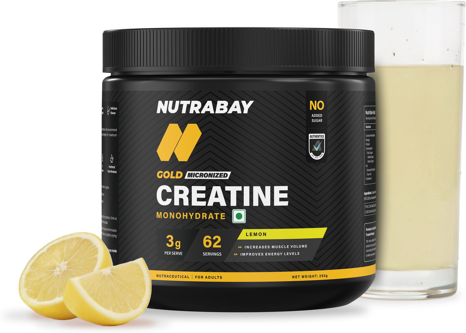 Nutrabay Gold Micronized Creatine Monohydrate, Pre/Post Workout, Flavo