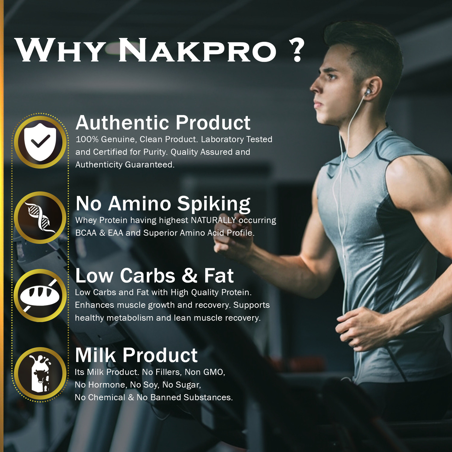 Image of Nakpro GOLD 100% Whey Protein Concentrate Supplement Powder Whey Protein