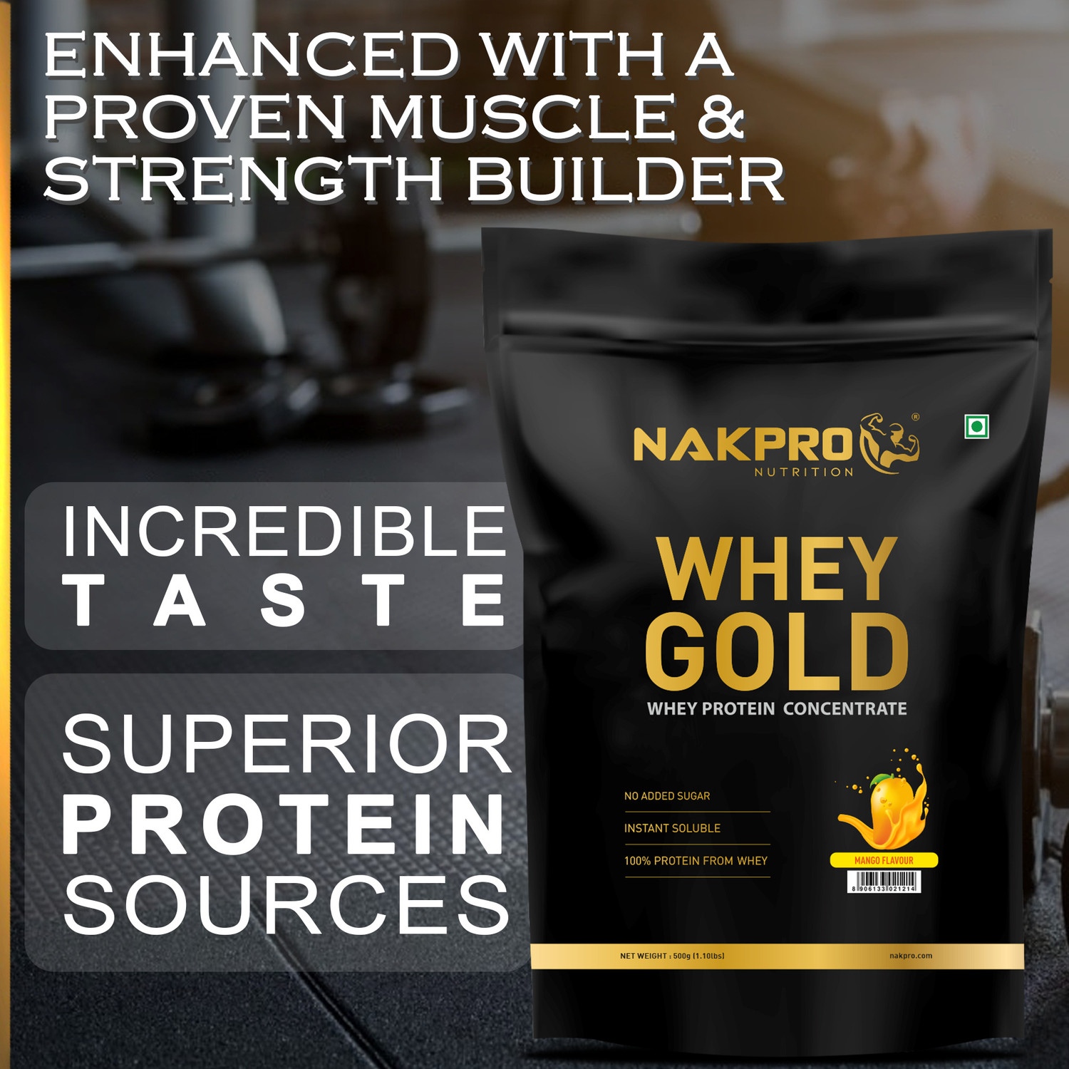 Image of Nakpro GOLD 100% Whey Protein Concentrate Supplement Powder Whey Protein