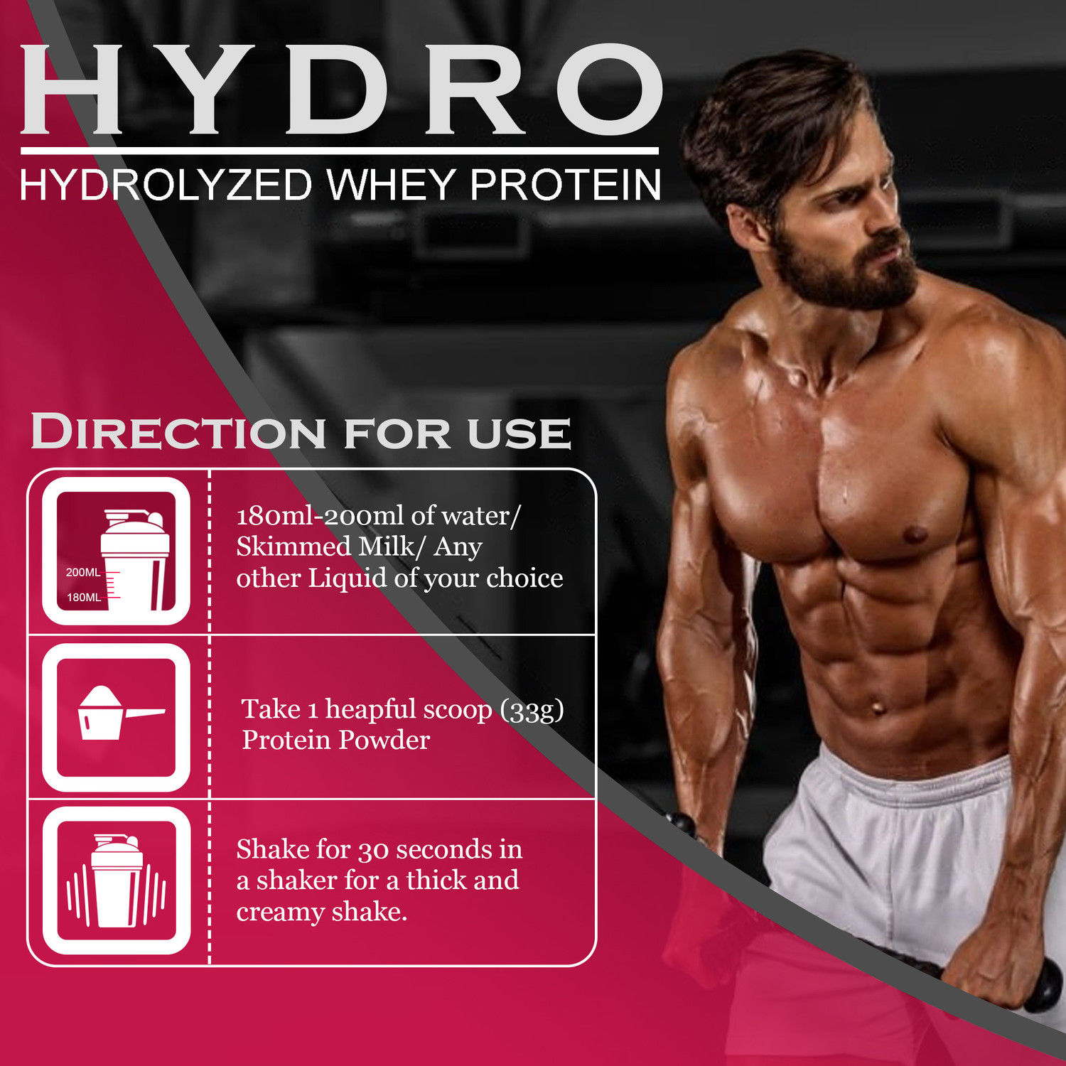 Image of Nakpro HYDRO Whey Protein Hydrolyzed Supplement Powder - 2 kg Strawberry (1Kg*2) Whey Protein