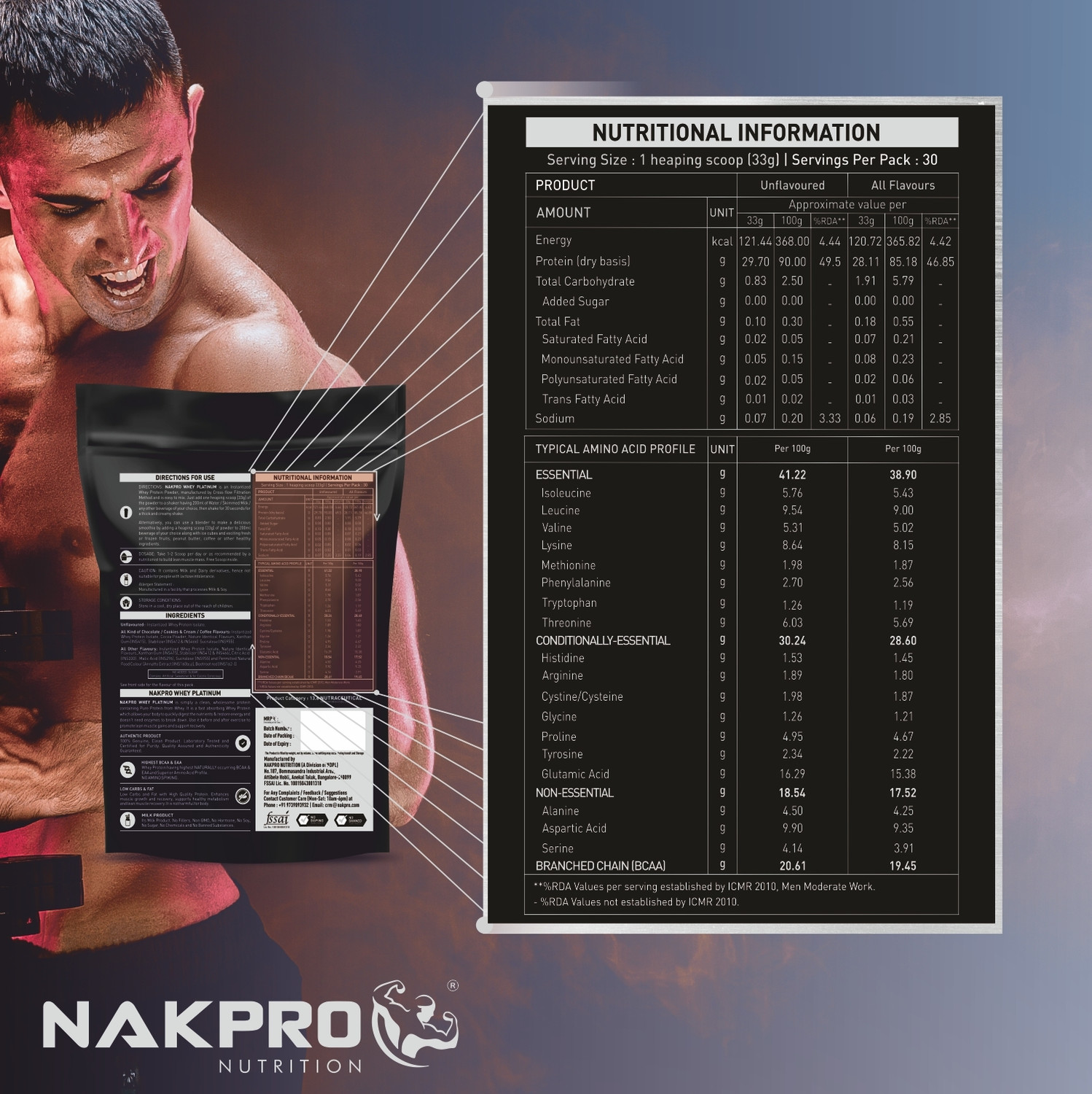 Image of Nakpro PLATINUM Whey Protein Isolate Banana 1 Kg Whey Protein