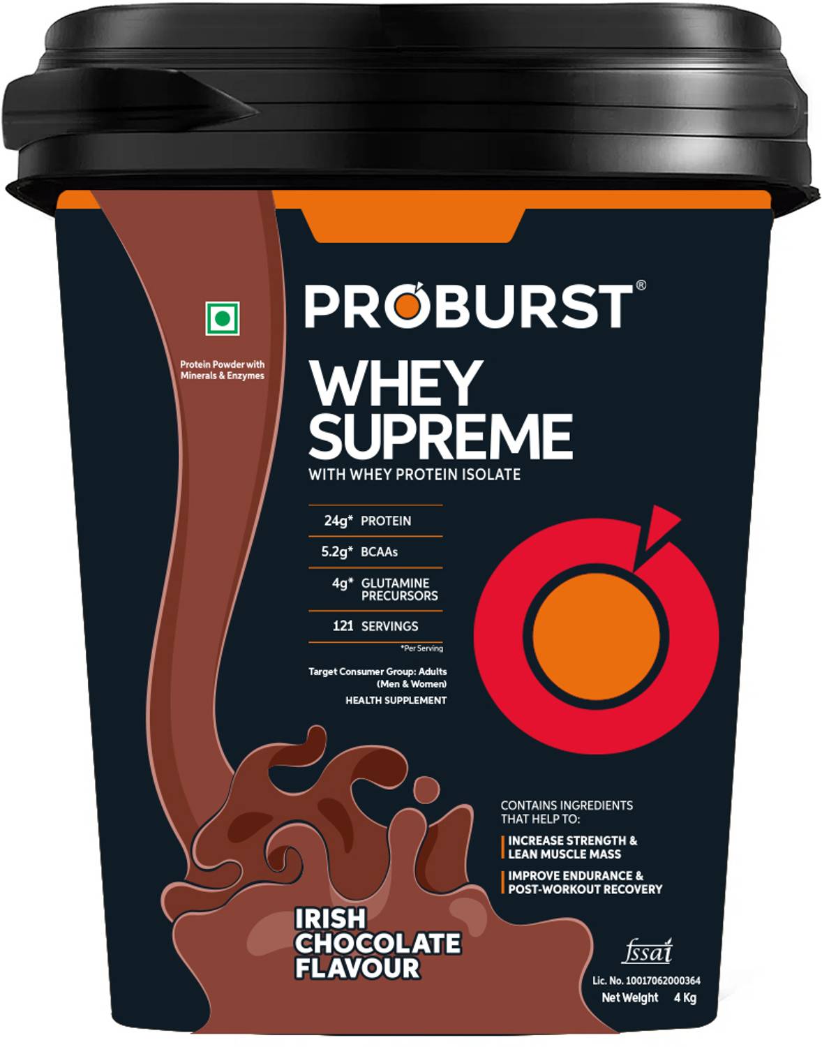 PROBURST Whey Supreme Whey Protein  (4 kg, Irish Chocolate)