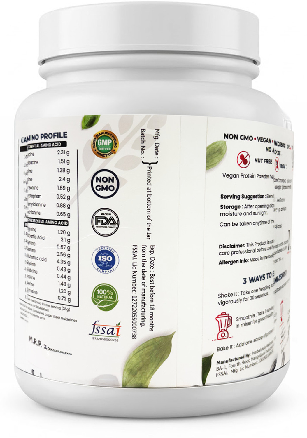 Image of redo Chocolate Plant Protein Powder | Pea & Brown Rice Blend Plant-Based Protein (1000 g, Chocolate)