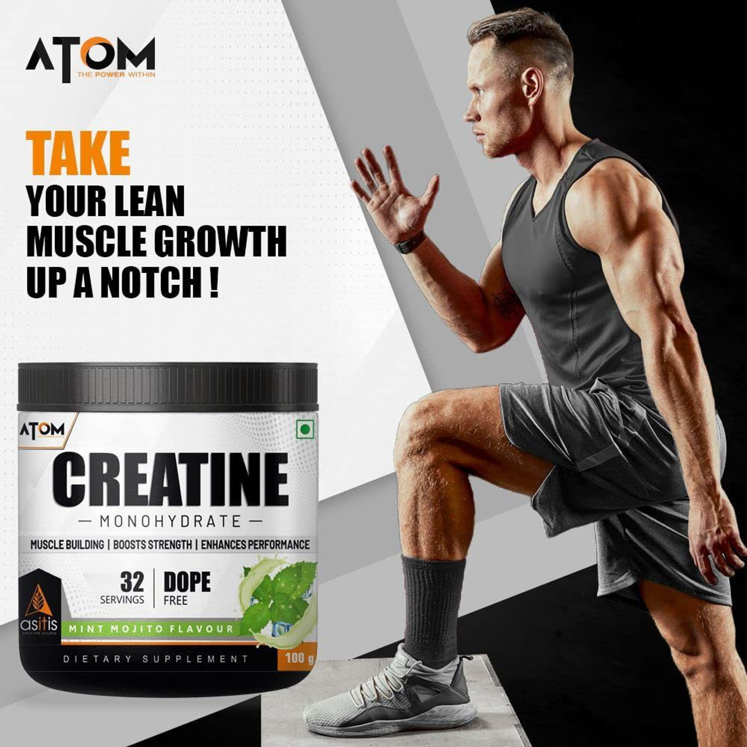 Image of AS-IT-IS Nutrition ATOM Creatine Monohydrate - 80 Servings| Creatine