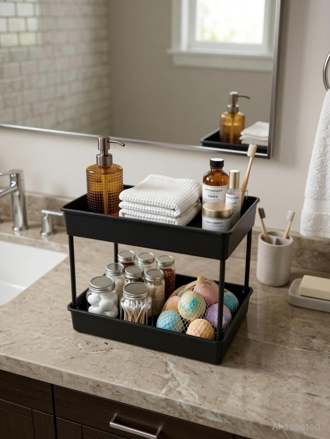 Image of LUPPRA Plastic Premium Multipurpose Wall Mounted Storage Cabinet with Mirror,Prime Look Plastic Wall Shelf (Number of Shelves - 4, Black)