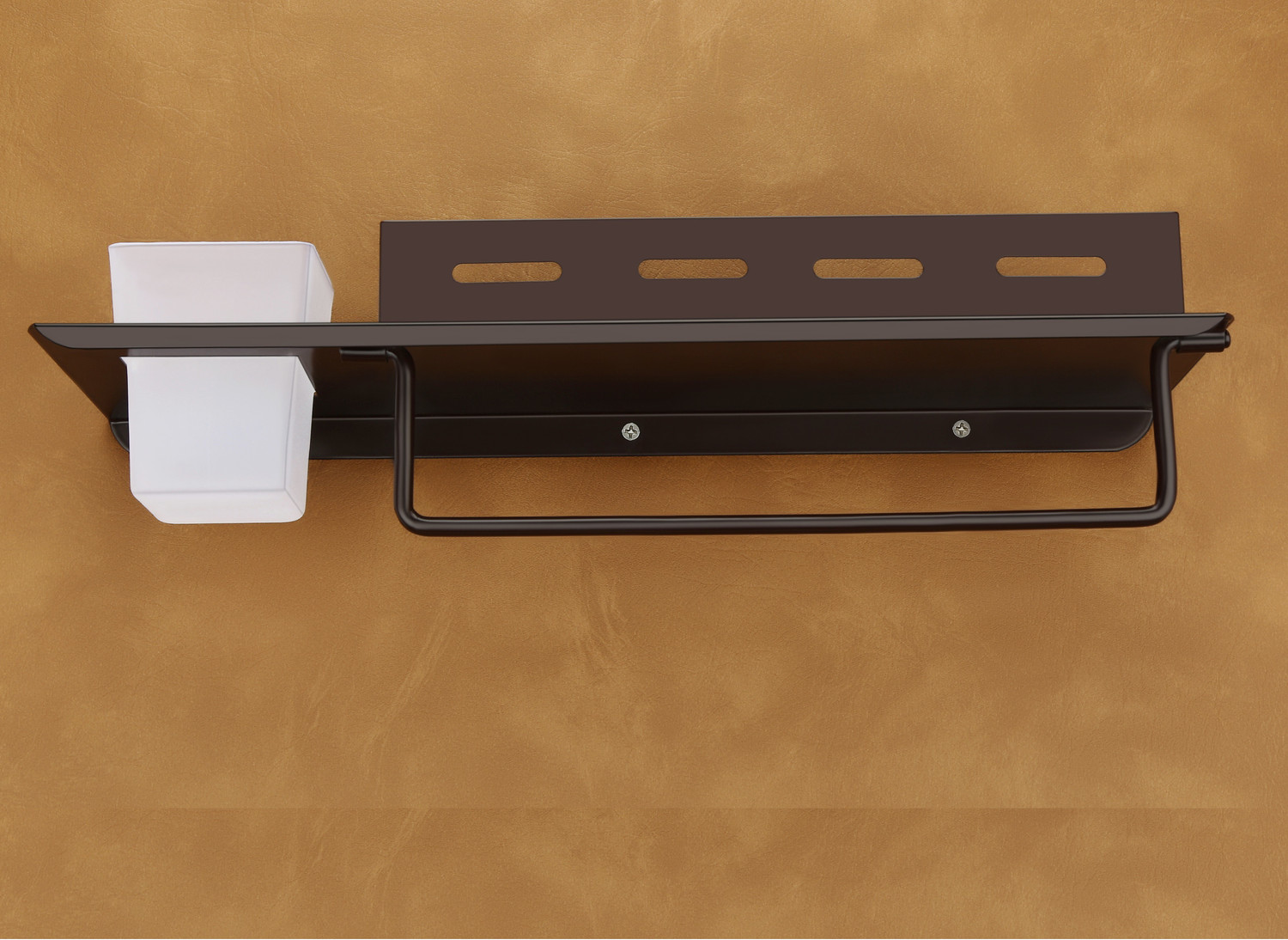 Image of Smartslide 3 in 1 Multipurpose Bathroom Shelf /Towel Bar /Towel Hanger /Tumbler Holder Iron Wall Shelf (Number of Shelves - 1, Brown)