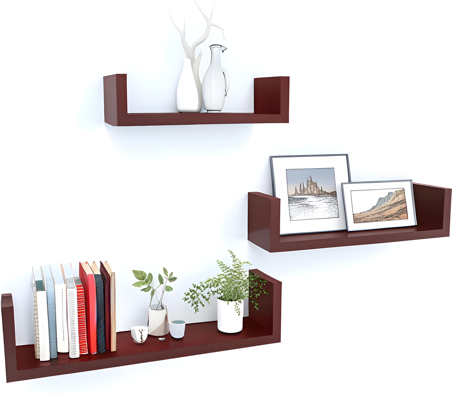 Image of Dime Store Set Top Box Stand, Wifi Router Holder And Stand Shelves For Living Room MDF (Medium Density Fiber) Wall Shelf (Number of Shelves - 1, White)