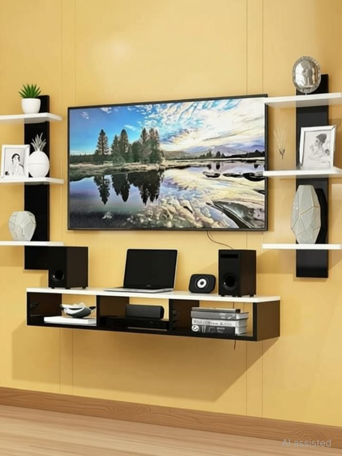 SMART SHOPPEE T.V Entertainment Unit Set Top Box Stand Wooden Wall She
