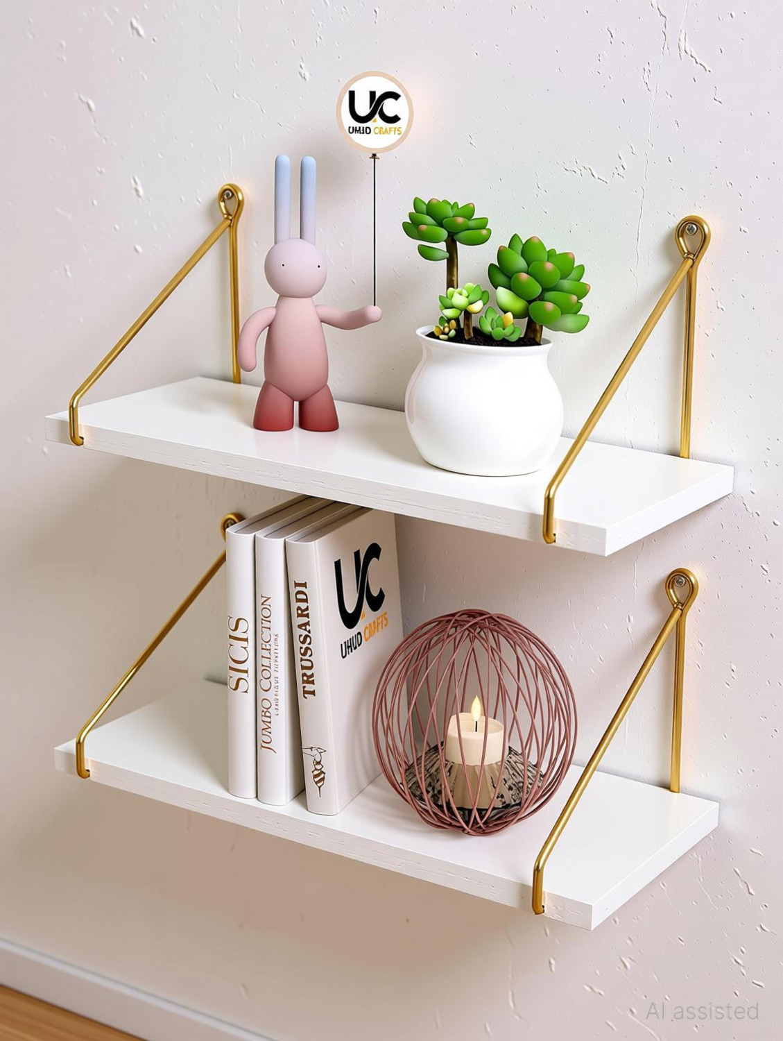 Image of JANAKI SHOP Wooden Wall Shelf (Number of Shelves - 2, Black)
