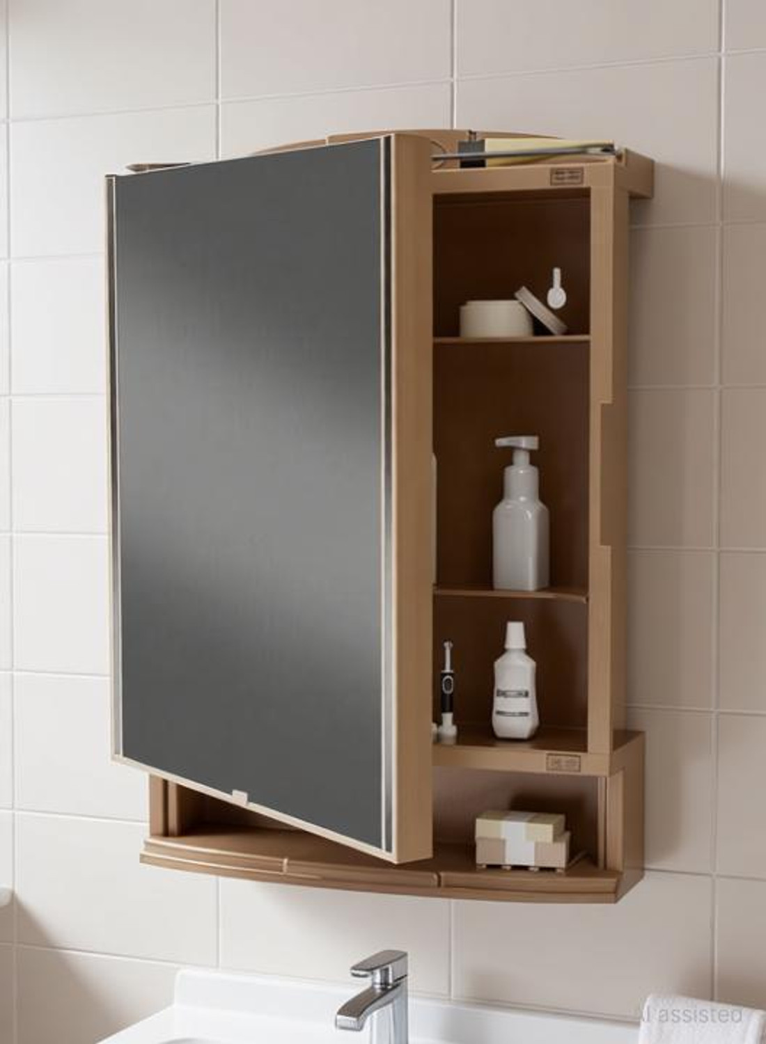 Image of LUPPRA Plastic Premium Multipurpose Wall Mounted Storage Cabinet with Mirror,Prime Look Plastic Wall Shelf (Number of Shelves - 4, Black)