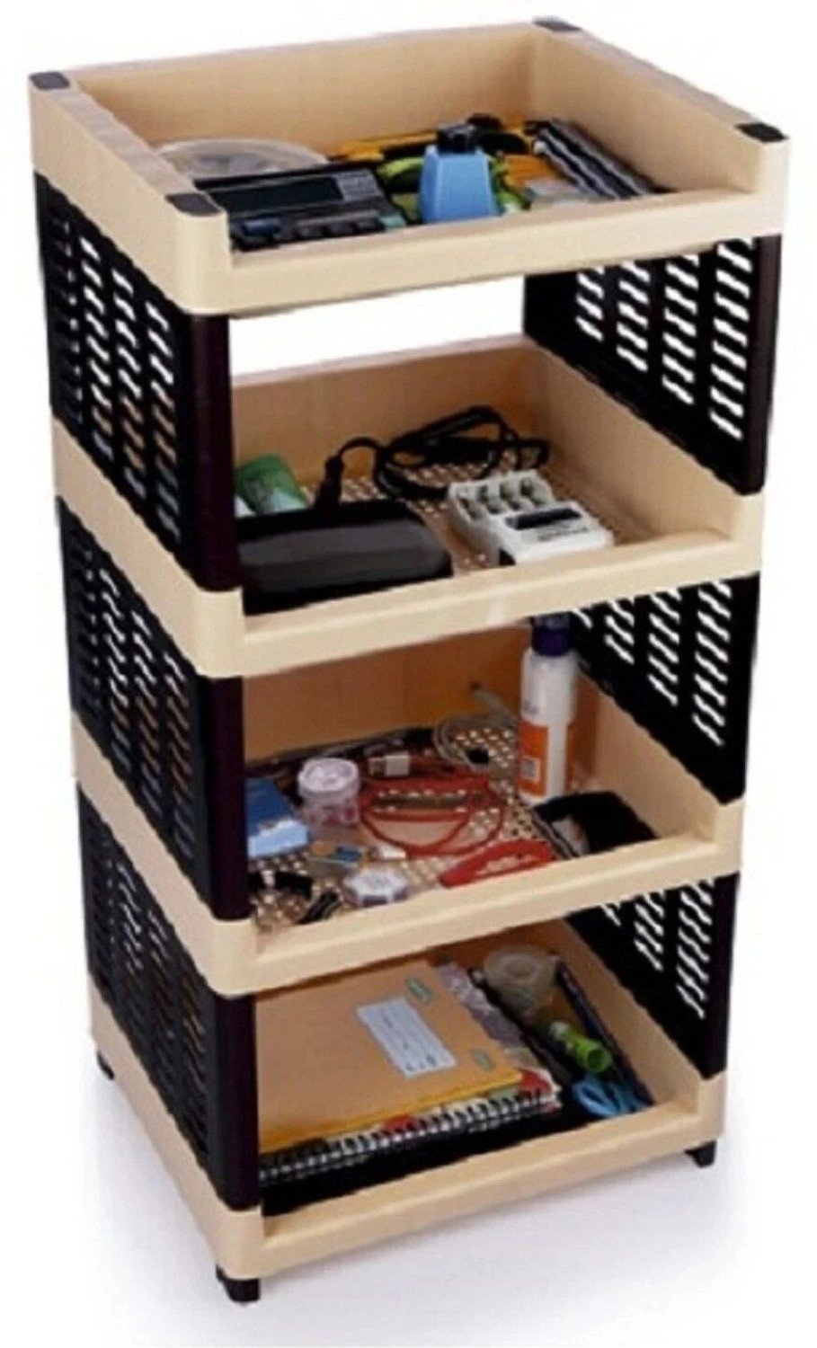 aaKaR - Viva 4 Compartments Plastic Rack for Office, Kitchen and Gener