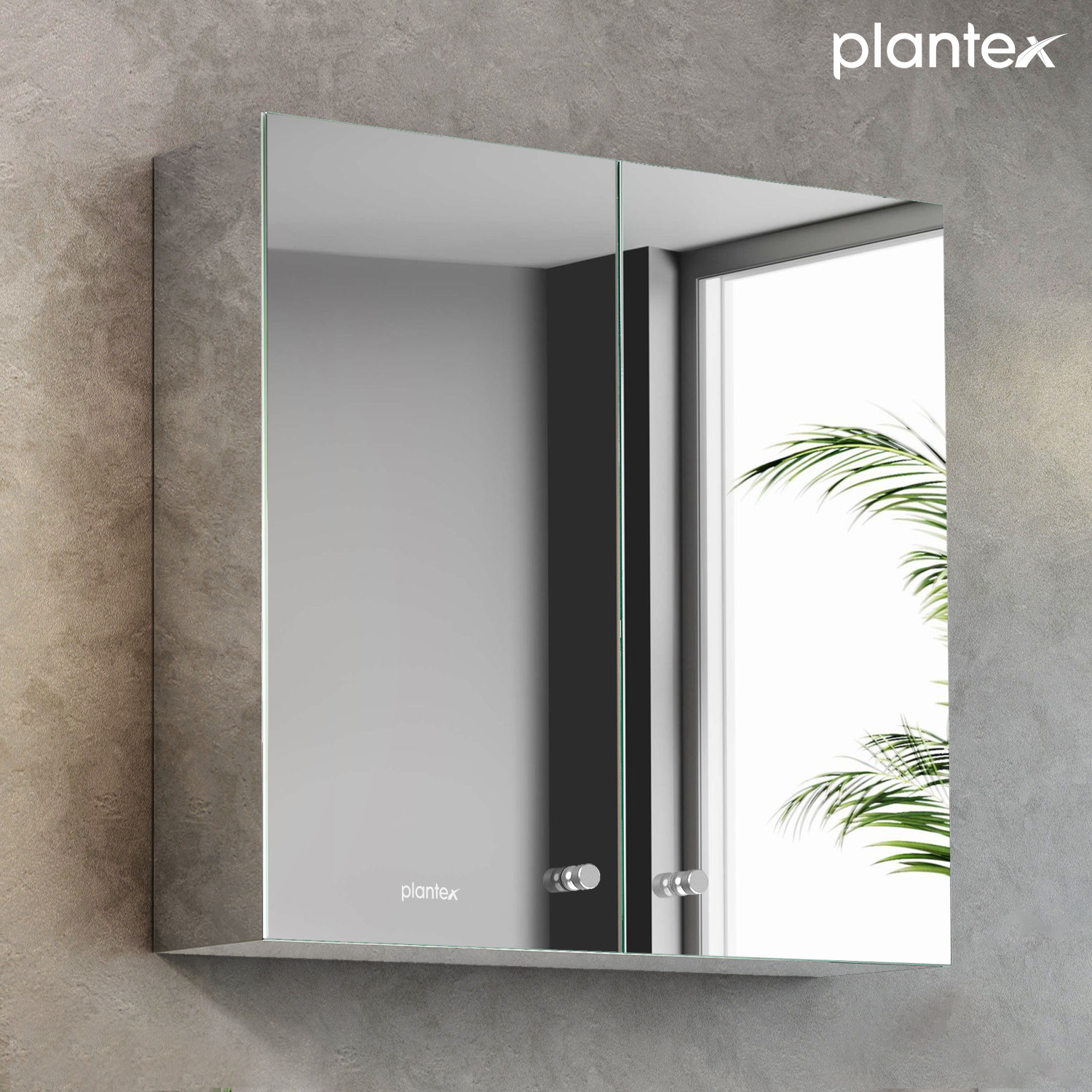 Plantex Platinum 304 Stainless Steel Bathroom Mirror Cabinet with Double Door/Bathroom Accessories (18 x 18 Inches) Stainless Steel Wall Shelf  (Number of Shelves - 1, Steel)