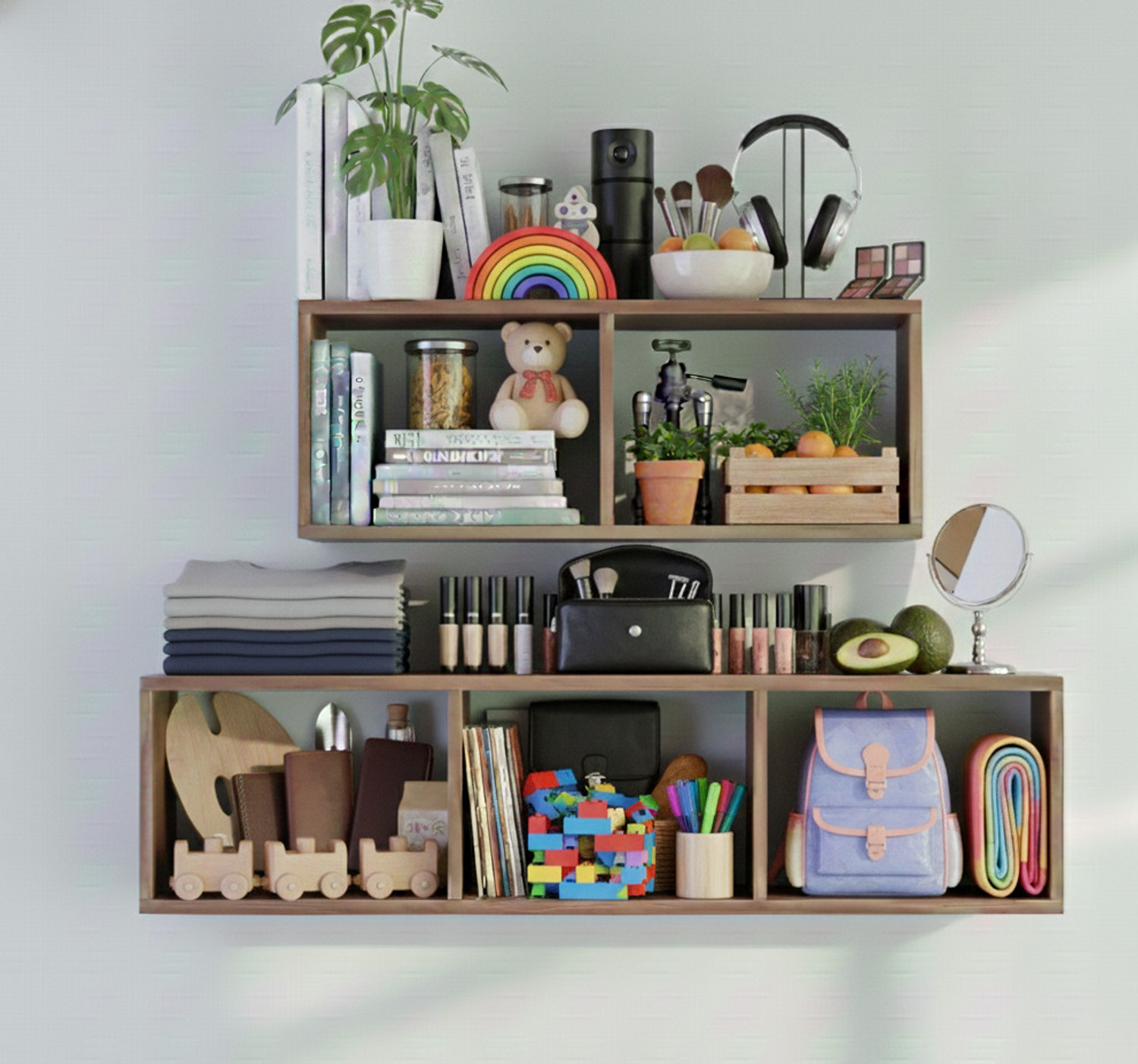Image of JANAKI SHOP Wooden Wall Shelf (Number of Shelves - 2, Black)