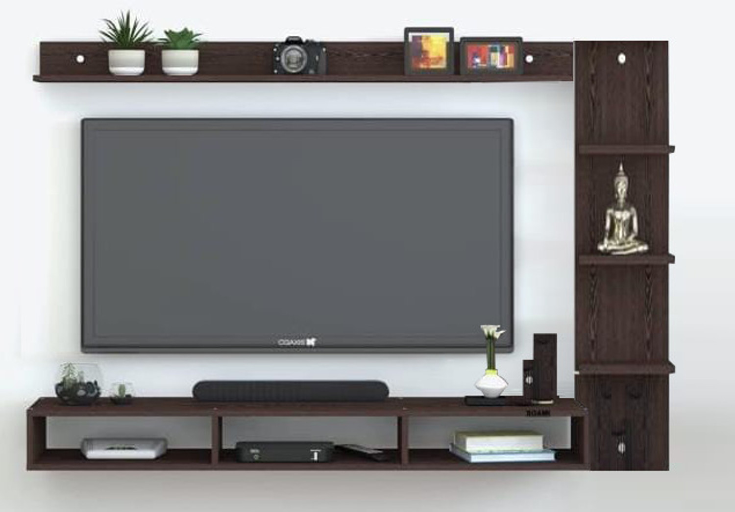 Image of Dime Store Set Top Box Stand, Wifi Router Holder And Stand Shelves For Living Room MDF (Medium Density Fiber) Wall Shelf (Number of Shelves - 1, White)