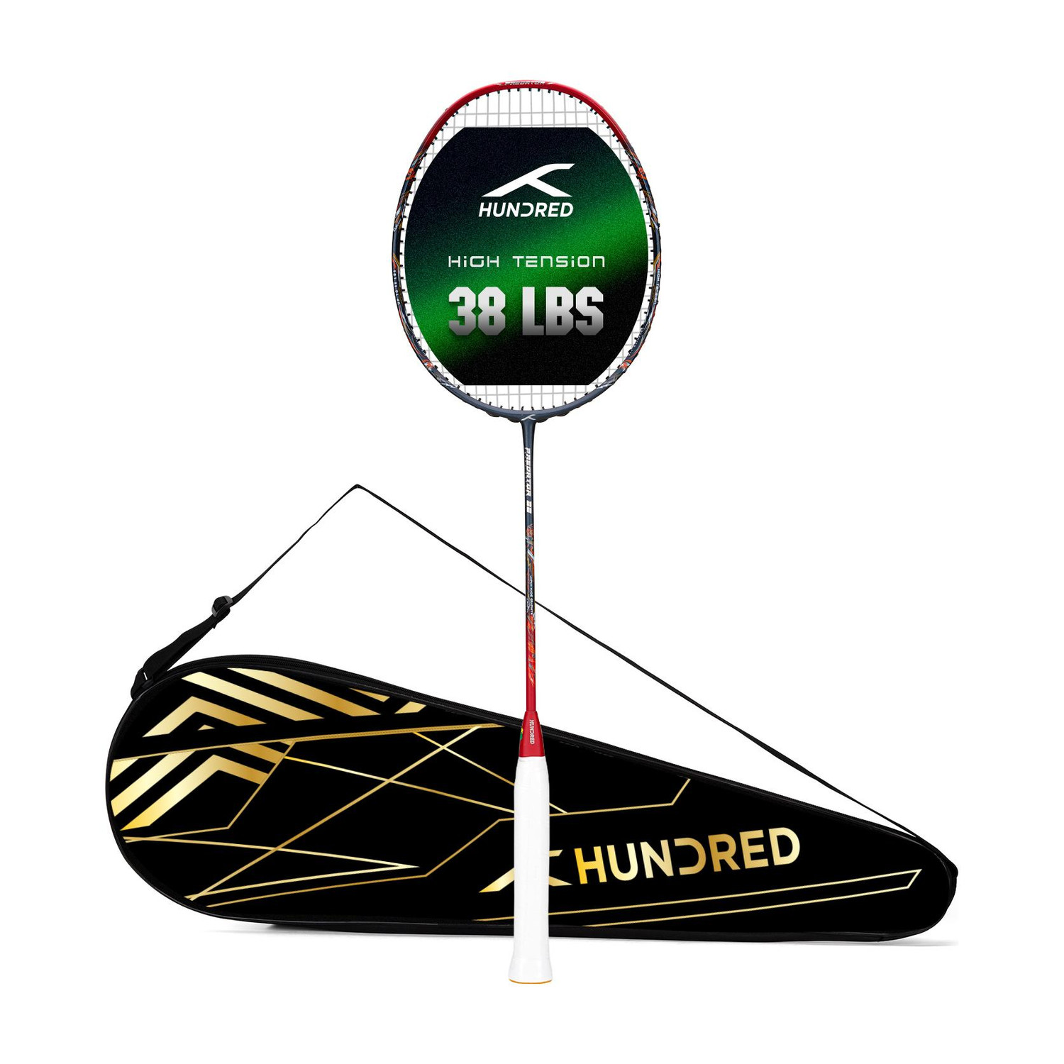 Hundred Predator 82 Extra Strong (38lbs) Black Strung Badminton Racque