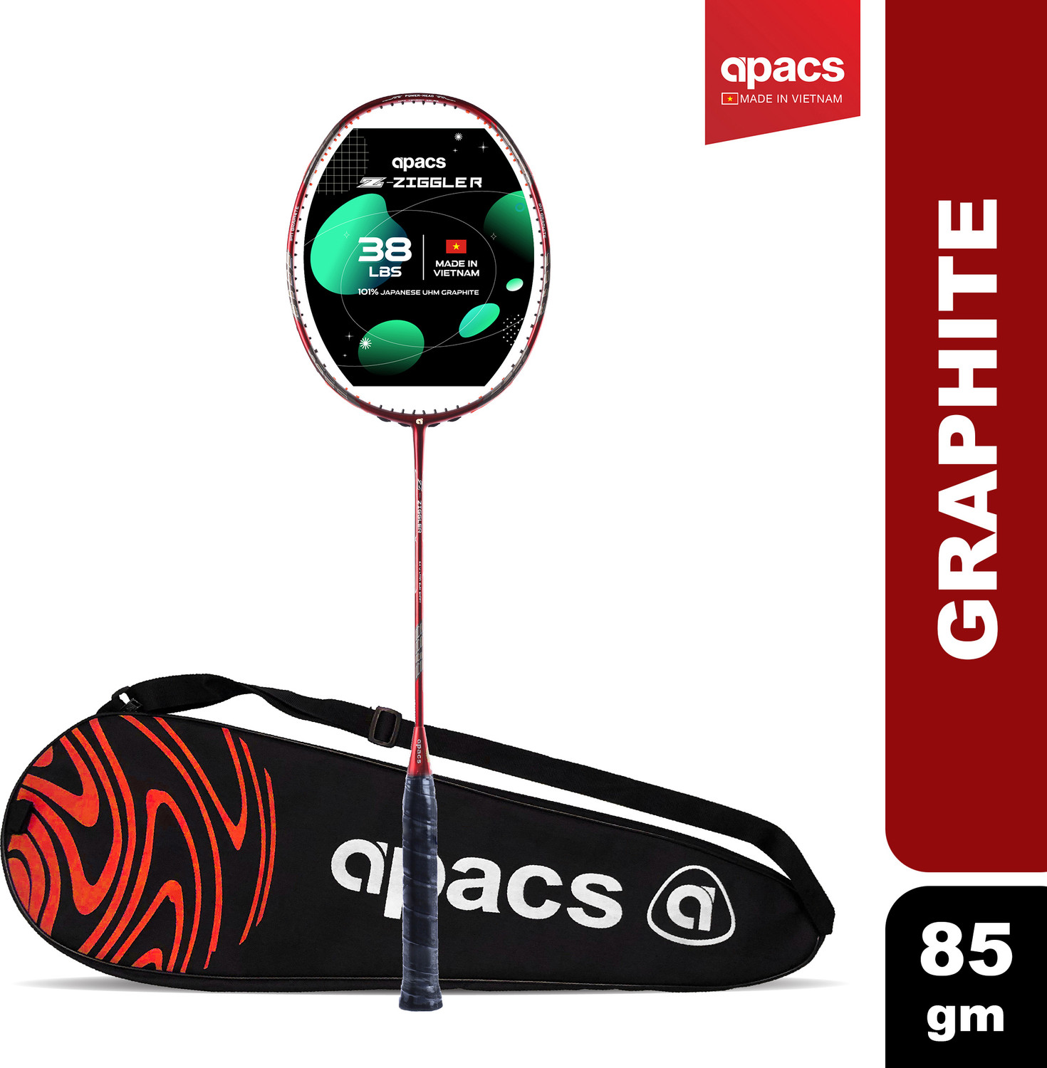 apacs Z-Ziggler Red, Grey Unstrung Badminton Racquet  (Pack of: 1, 85 g)