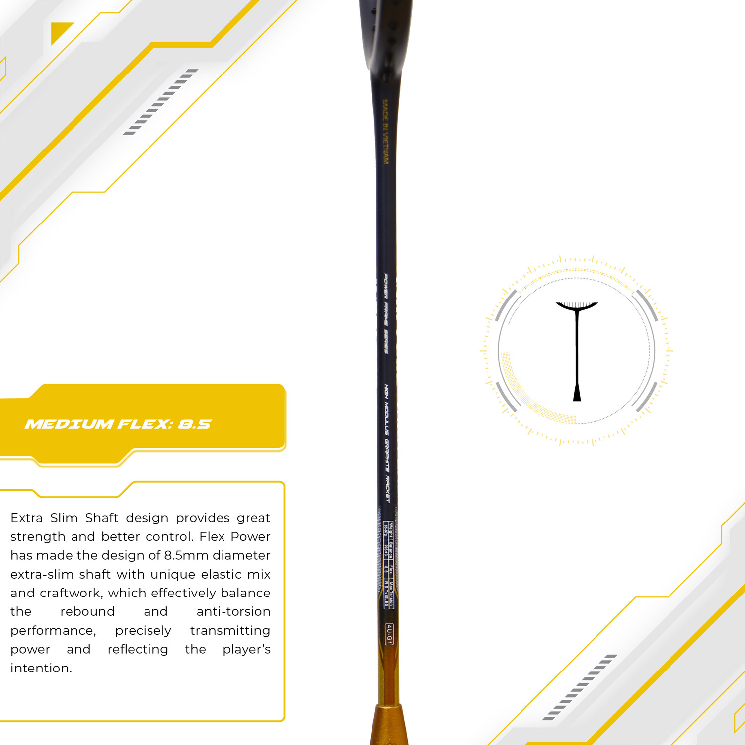 Image of apacs Finapi 232 Xtra Power (40 LBS, 40T Extra Strong Graphite) Blue, Gold Unstrung Badminton Racquet
