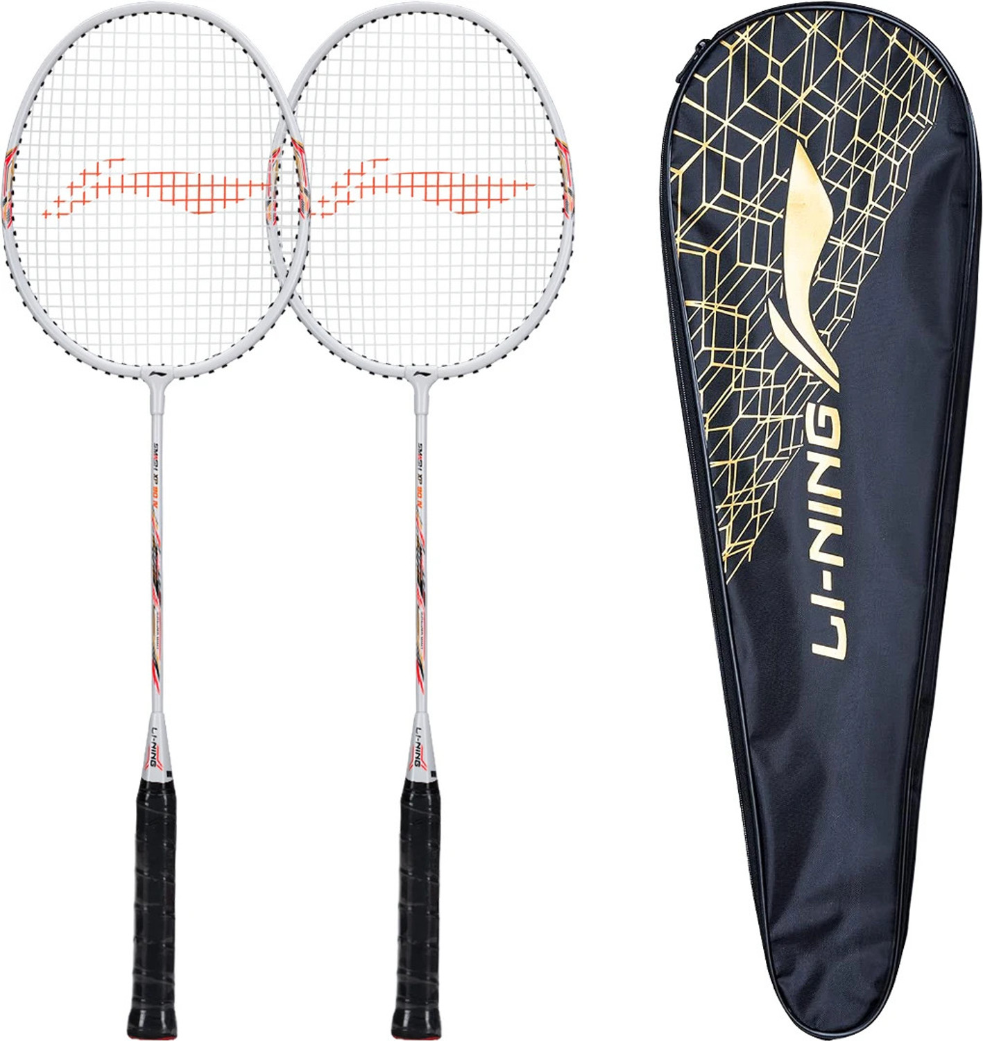 LI-NING Smash XP 90 IV Badminton Racket (Set of 2 + 2 Full Covers) (Strung, White/Silver) Multicolor Strung Badminton Racquet  (Pack of: 4, 95 g)
