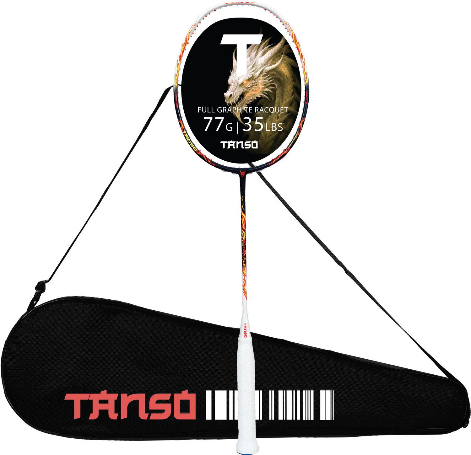 Tanso Wild Fire Full Graphite 35 lbs Ultra Light Weight Carbon Fibre Multicolor Strung Badminton Racquet