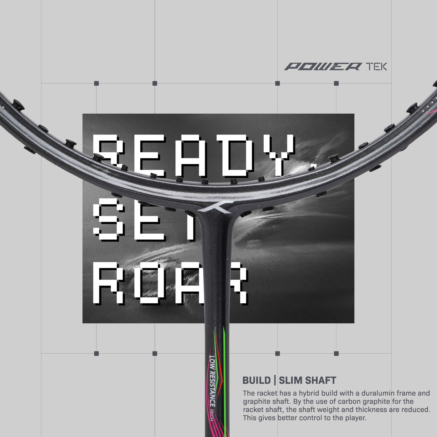 Image of Hundred POWERTEK 1000 PRO Grey, White Strung Badminton Racquet