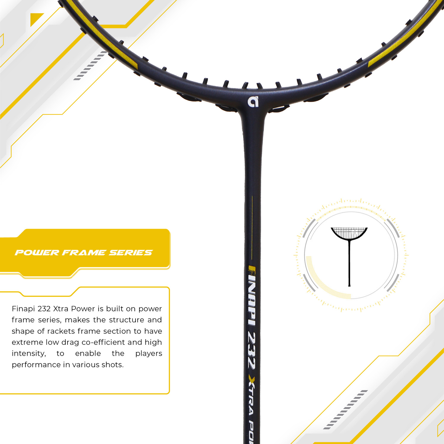 Image of apacs Finapi 232 Xtra Power (40 LBS, 40T Extra Strong Graphite) Blue, Gold Unstrung Badminton Racquet