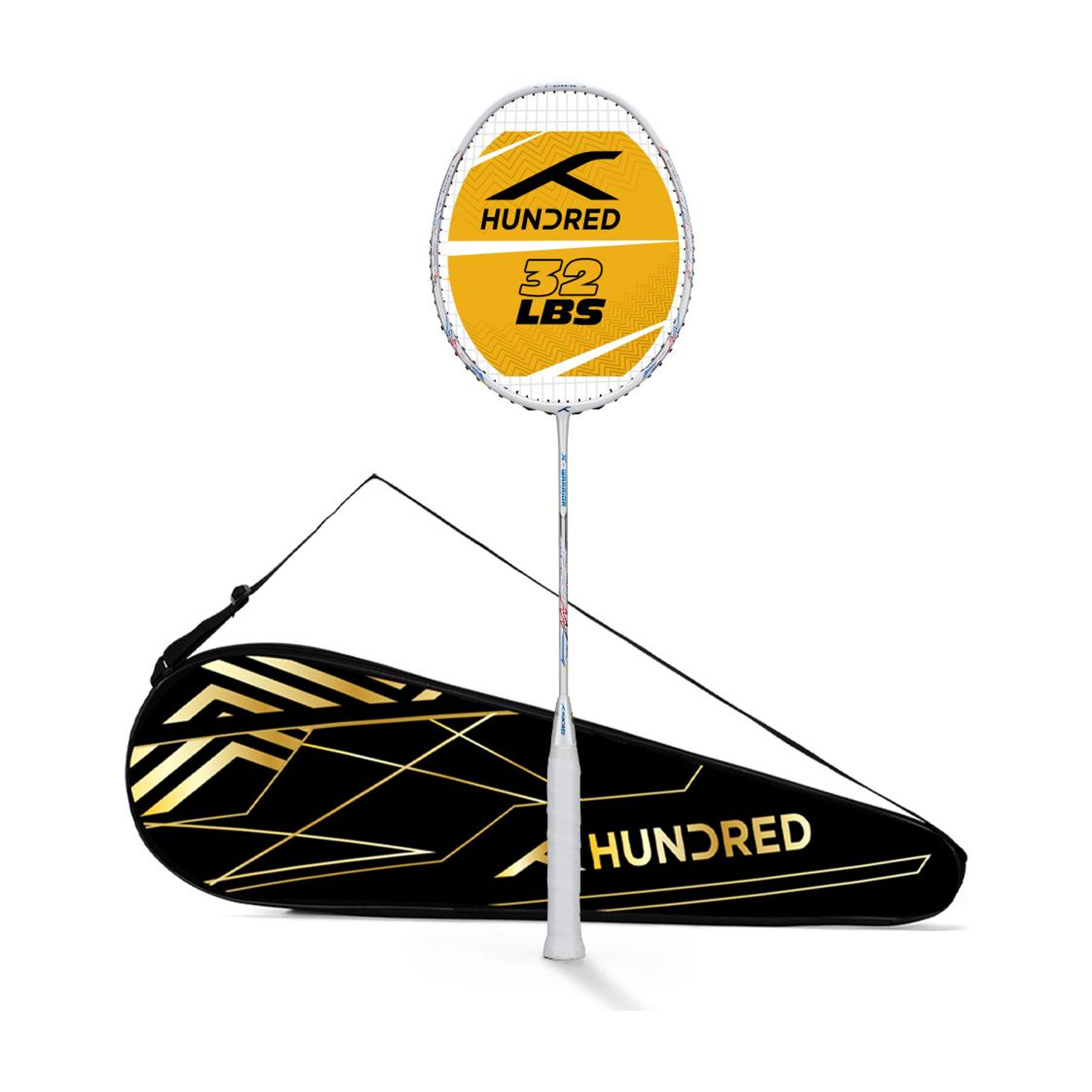 Hundred X-Warrior White Strung Badminton Racquet