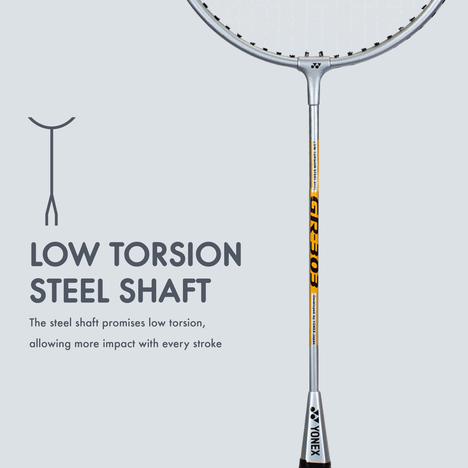 Image of YONEX GR 303 F Grey Strung Badminton Racquet