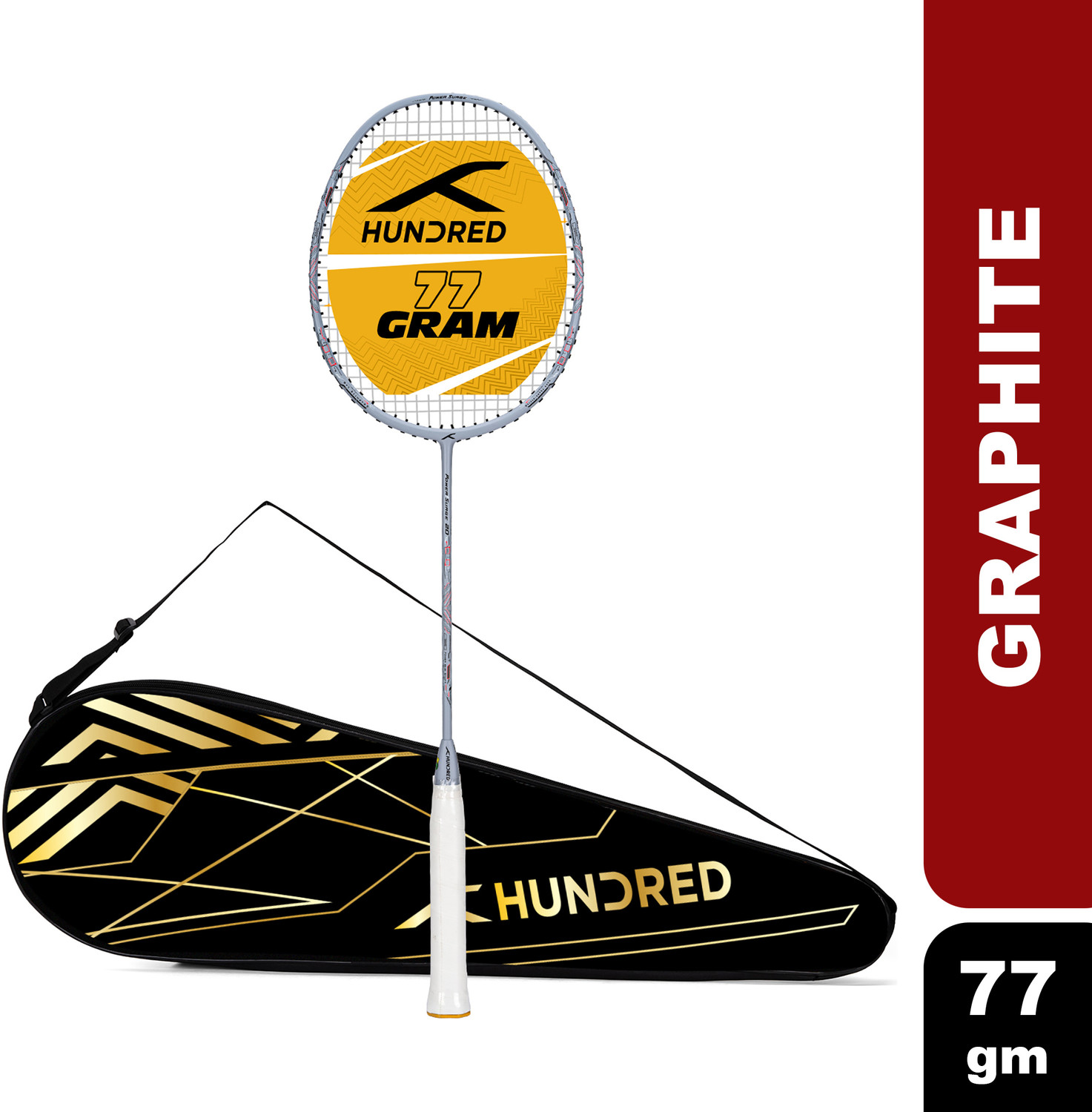 Hundred Power Surge 20 Grey Strung Badminton Racquet