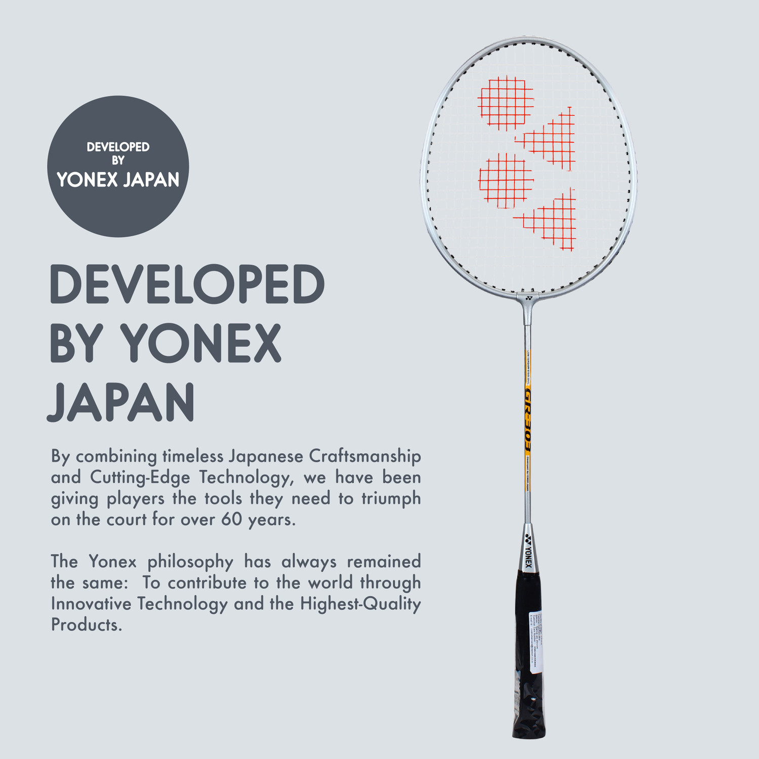 Image of YONEX GR 303 F Grey Strung Badminton Racquet